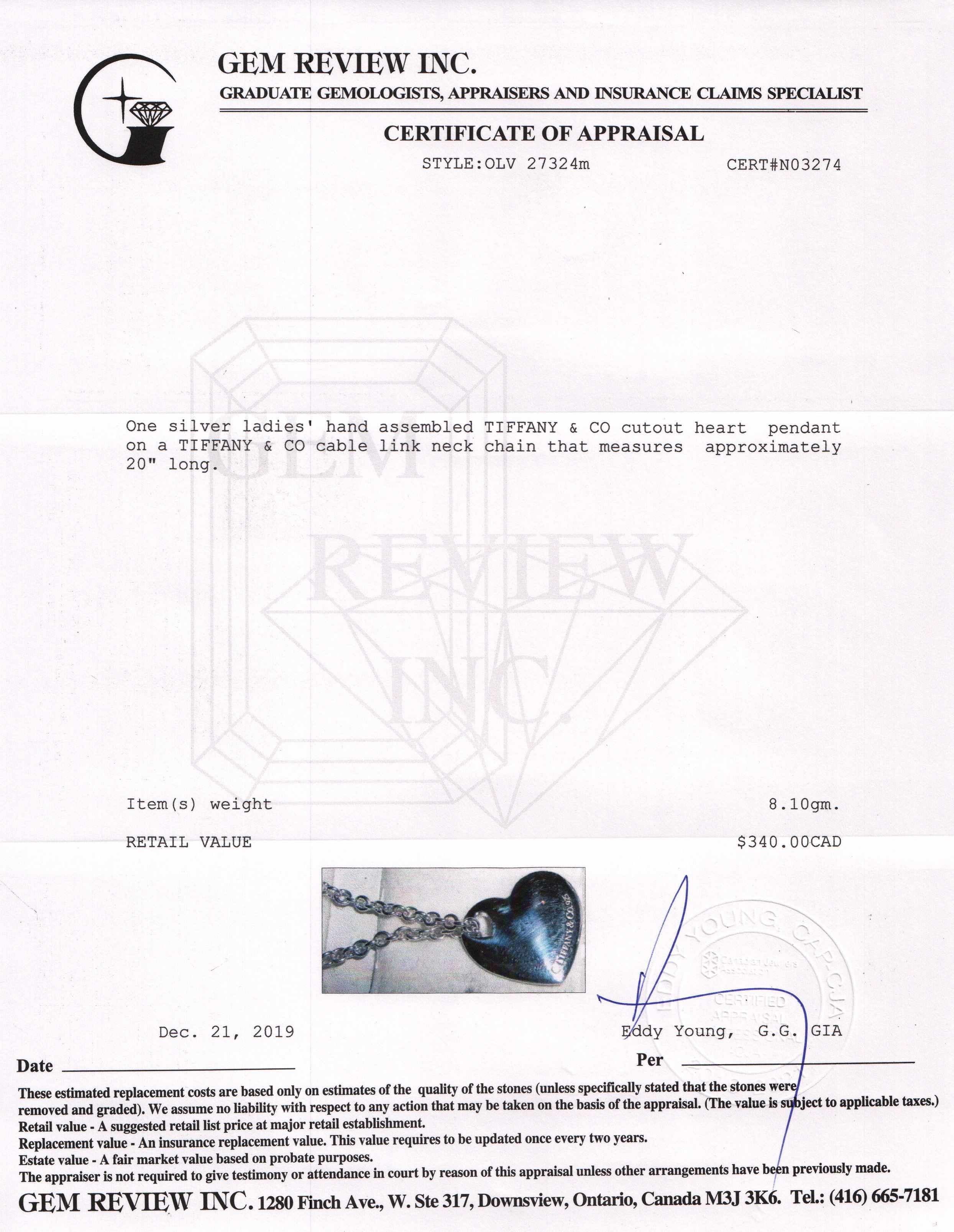 Tiffany & Co. Cutout Heart Pendant Necklace