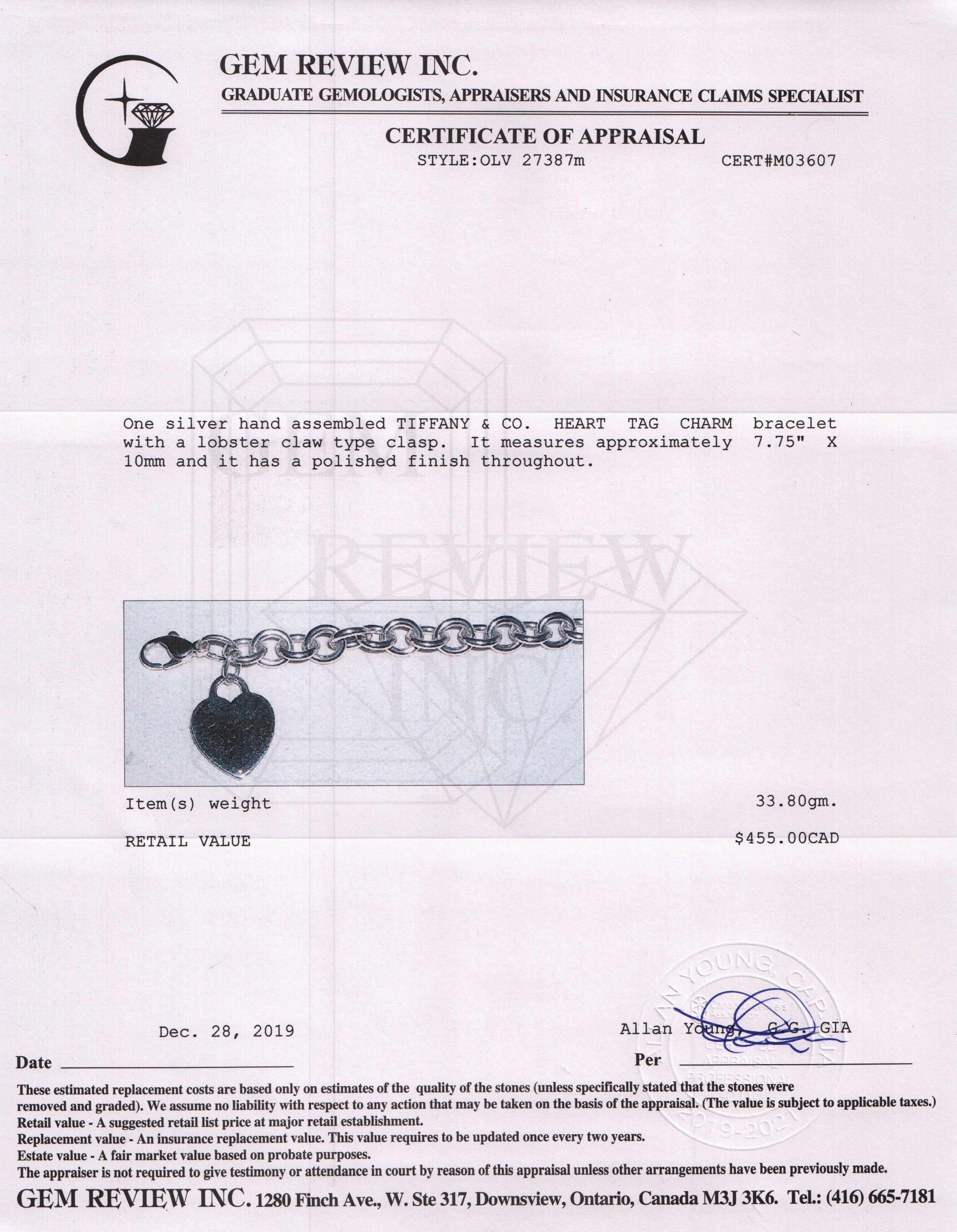 Tiffany & Co. Heart Tag Charm Bracelet