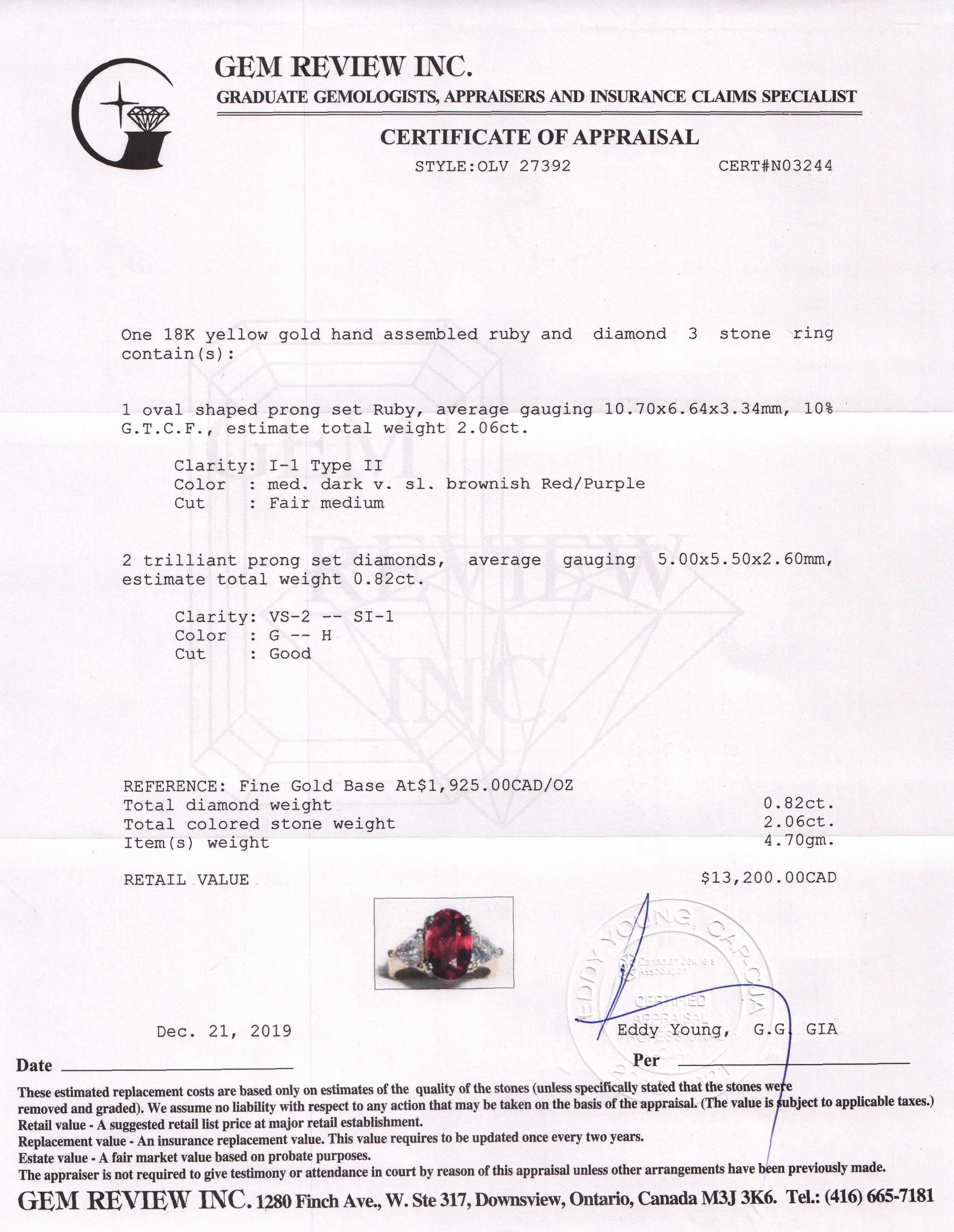 Ruby & Diamond Three Stone Ring