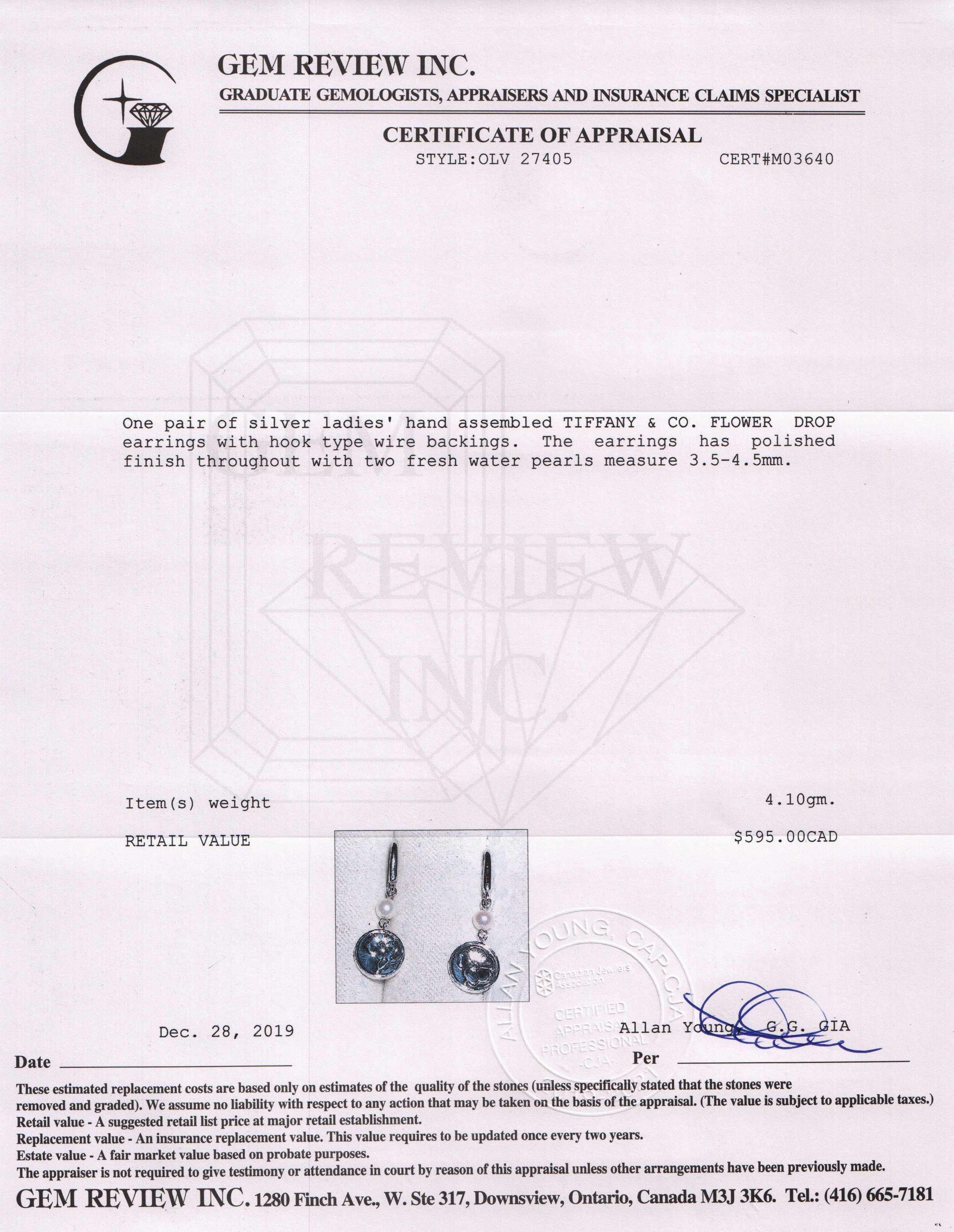 Tiffany & Co. Pearl Flower Drop Earrings