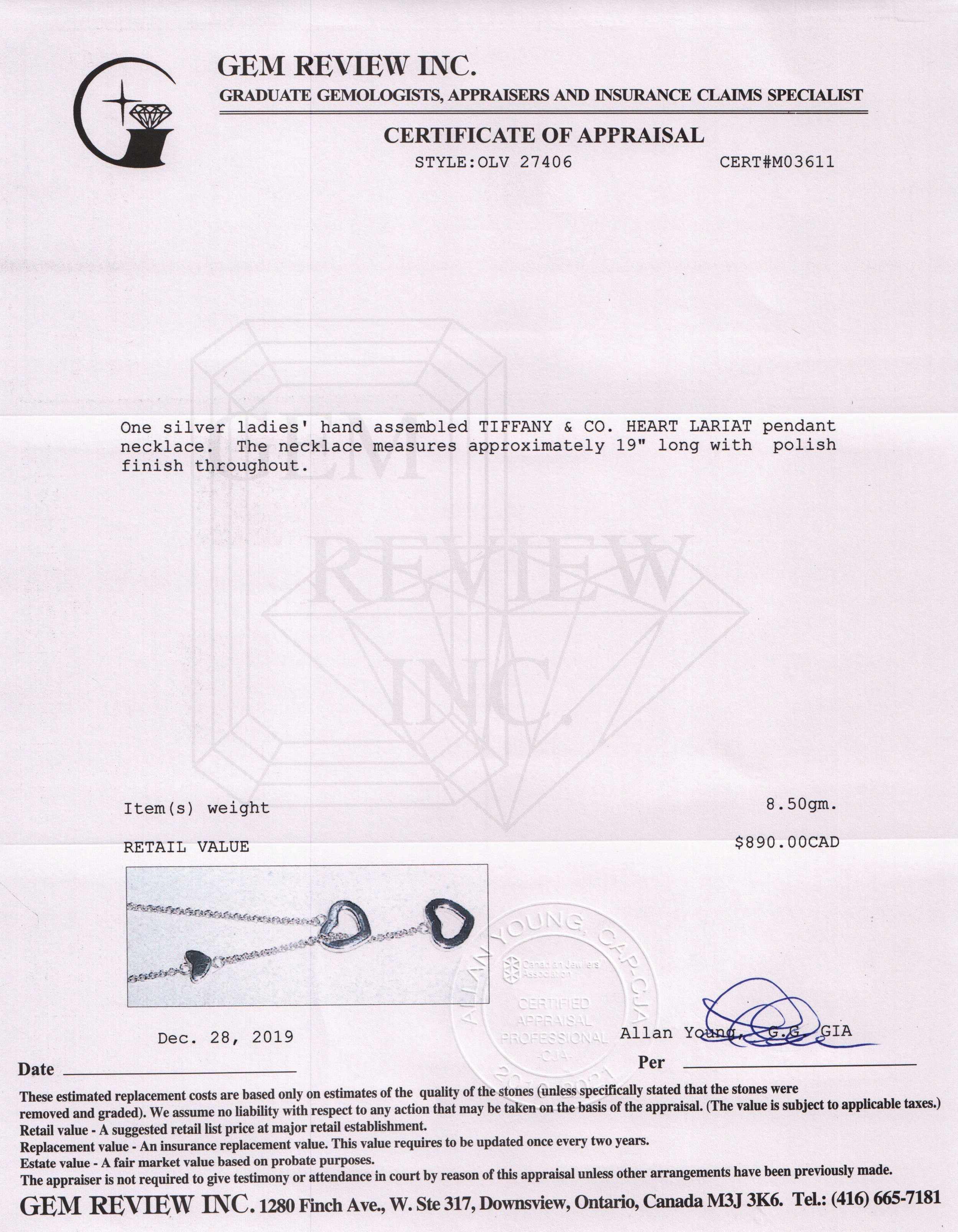 Tiffany & Co. Heart Lariat Necklace