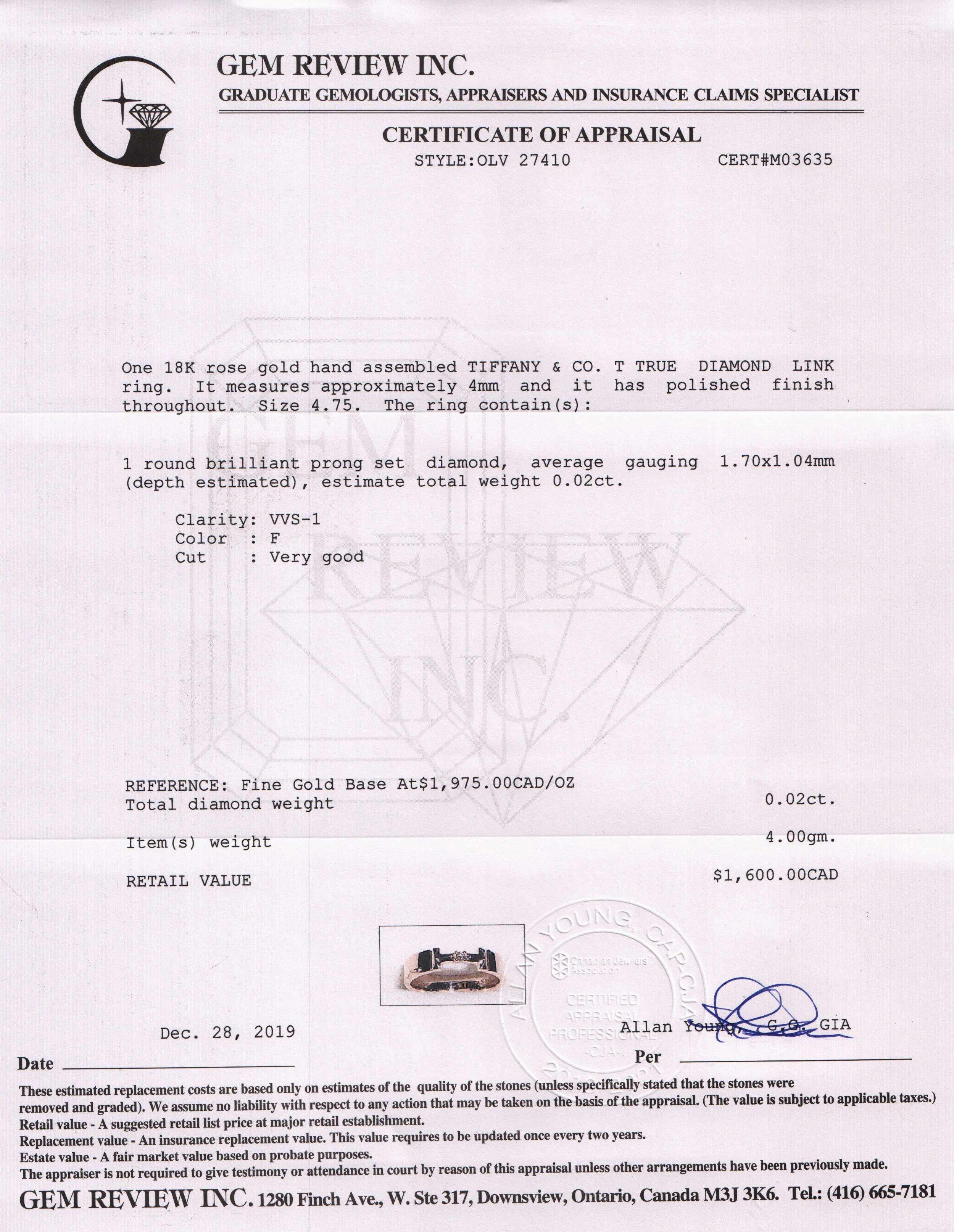 Tiffany & Co. 18k Rose Gold T True Diamond Link Ring