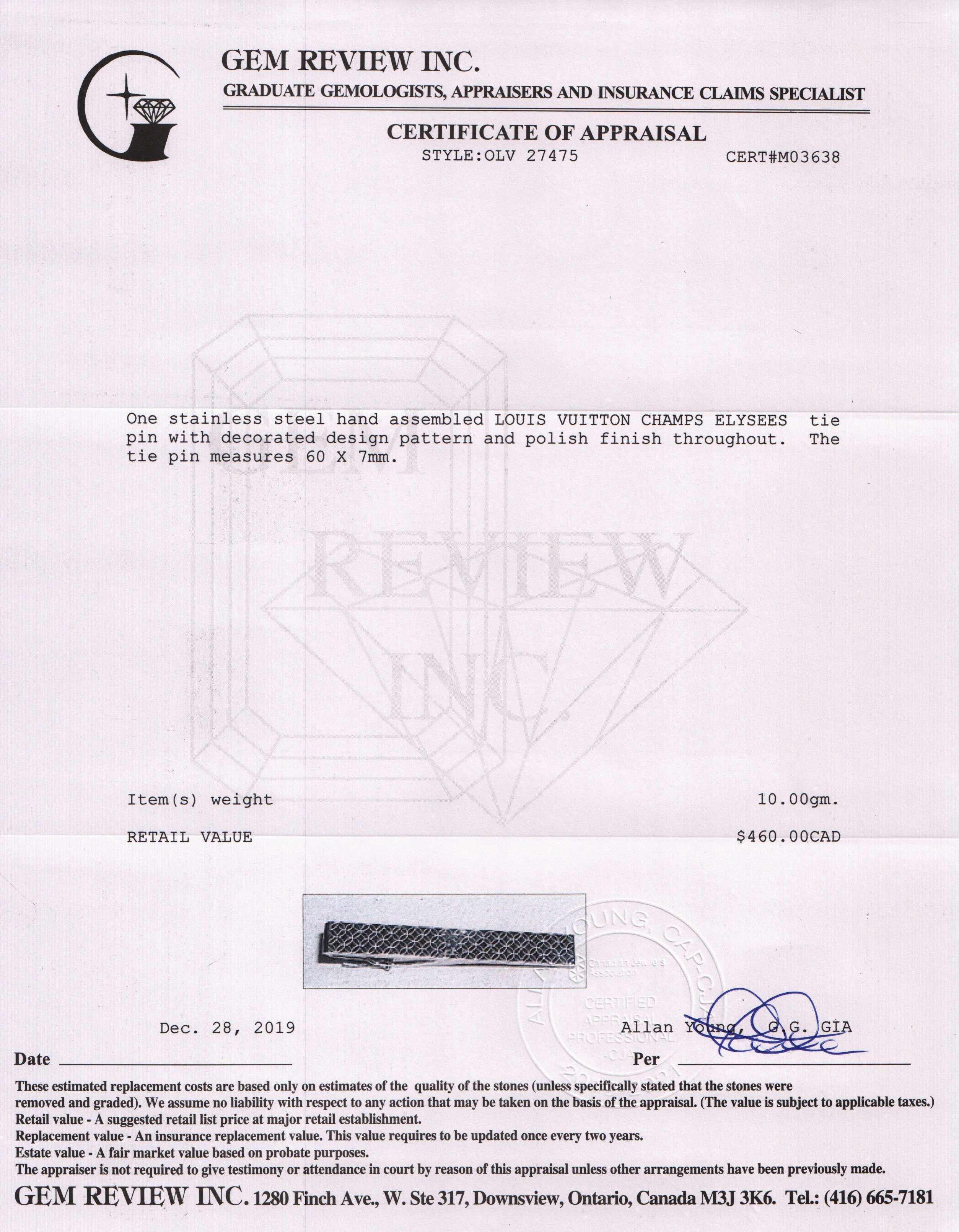 Louis Vuitton Champs Elysees Tie Pin