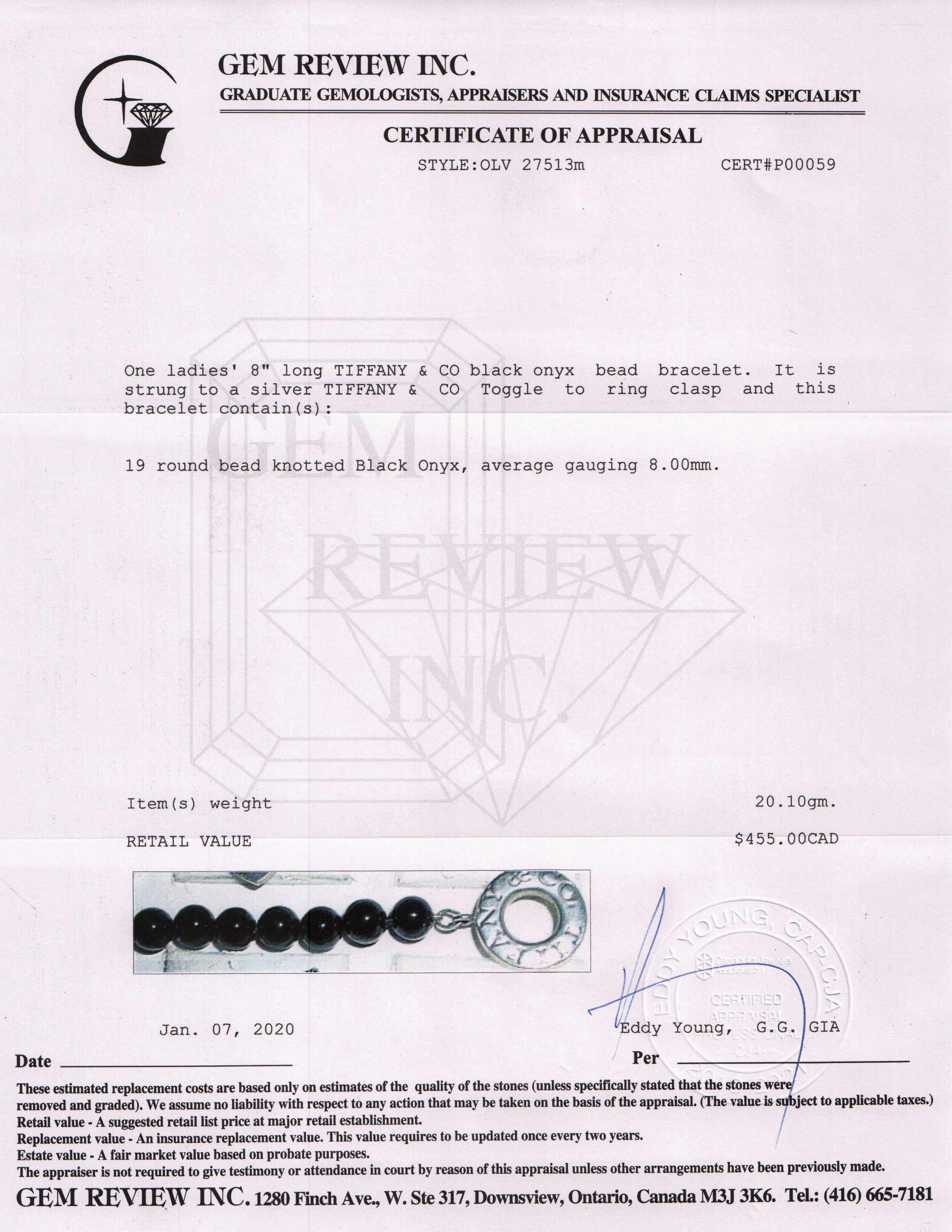 Tiffany & Co. Onyx Bead Toggle Bracelet