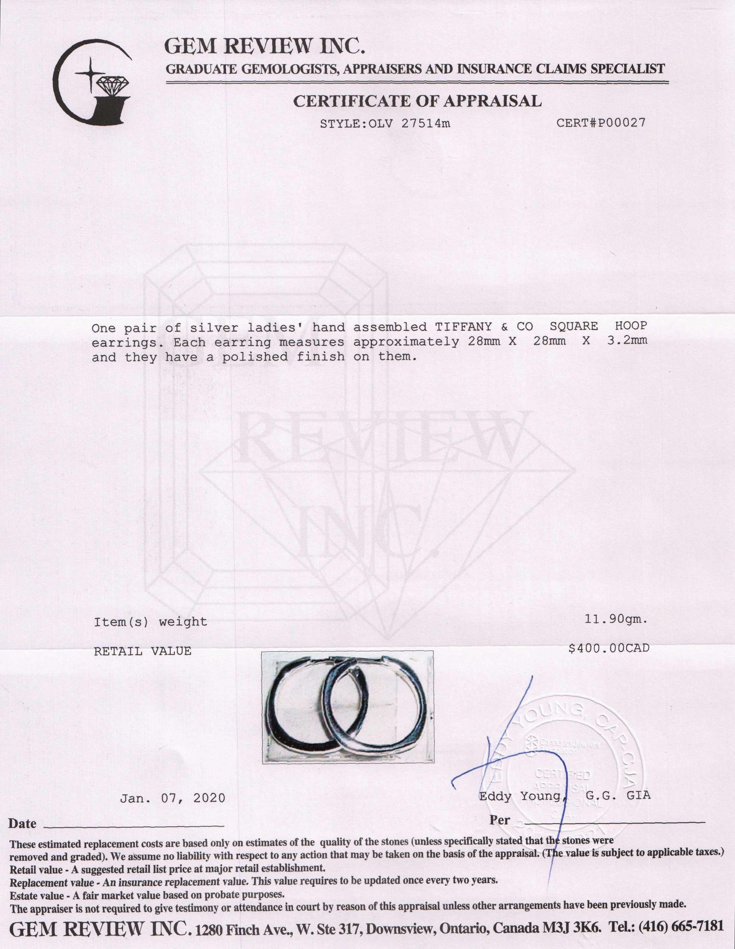 Tiffany & Co. Cushion Square Hoop Earrings