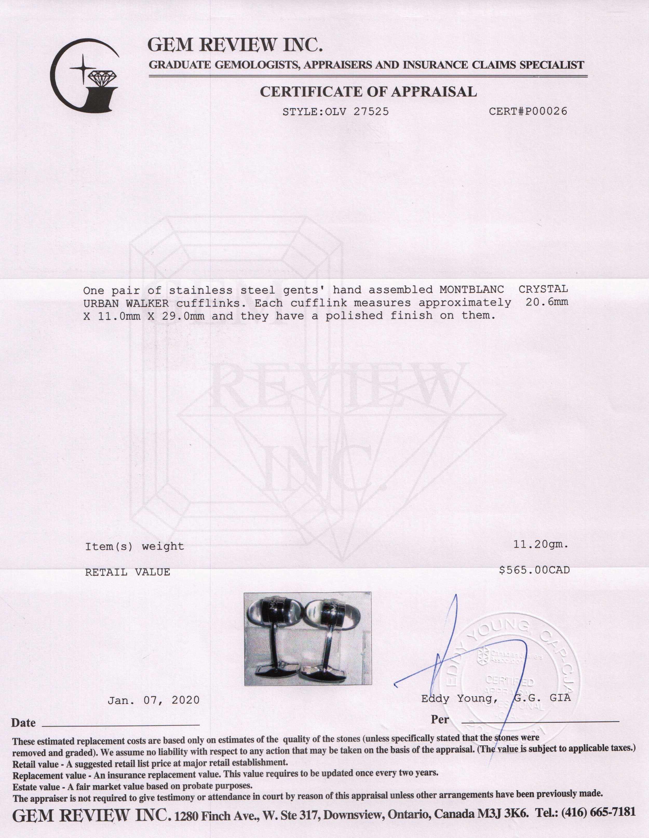 Montblanc Crystal UrbanWalker Cufflinks