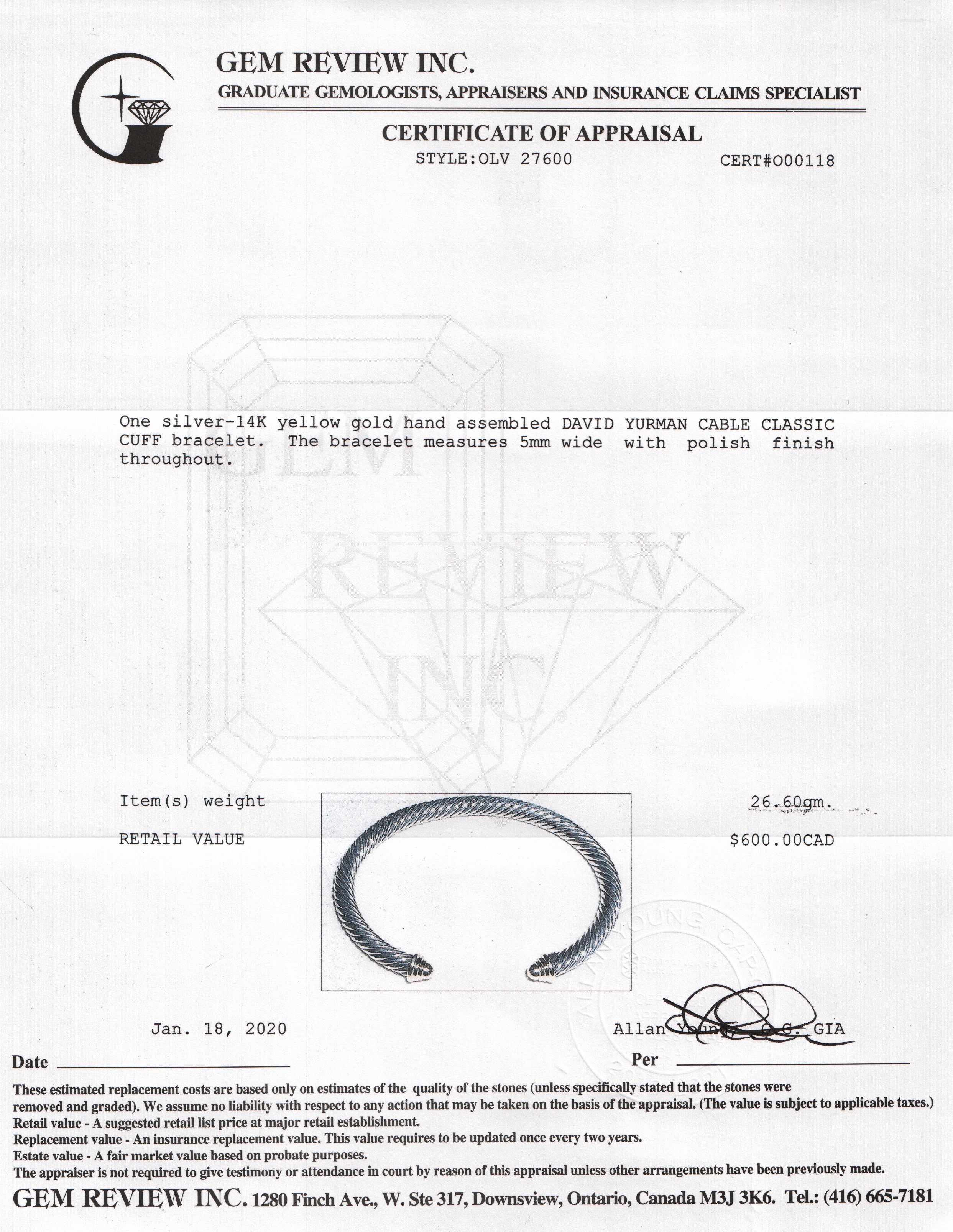 David Yurman Two-Tone Cable Classics Bracelet