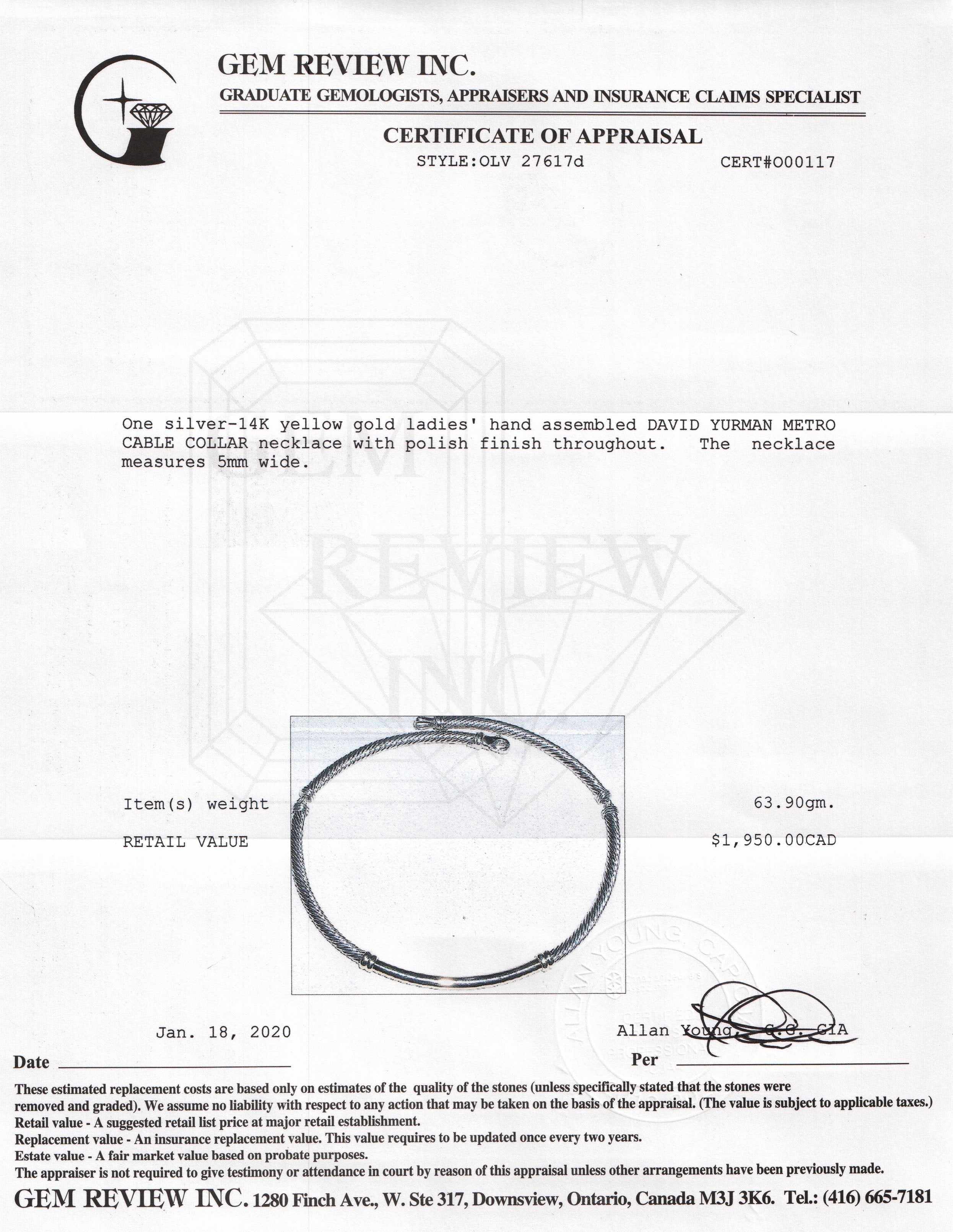 David Yurman Two-Tone Metro Cable Collar Necklace