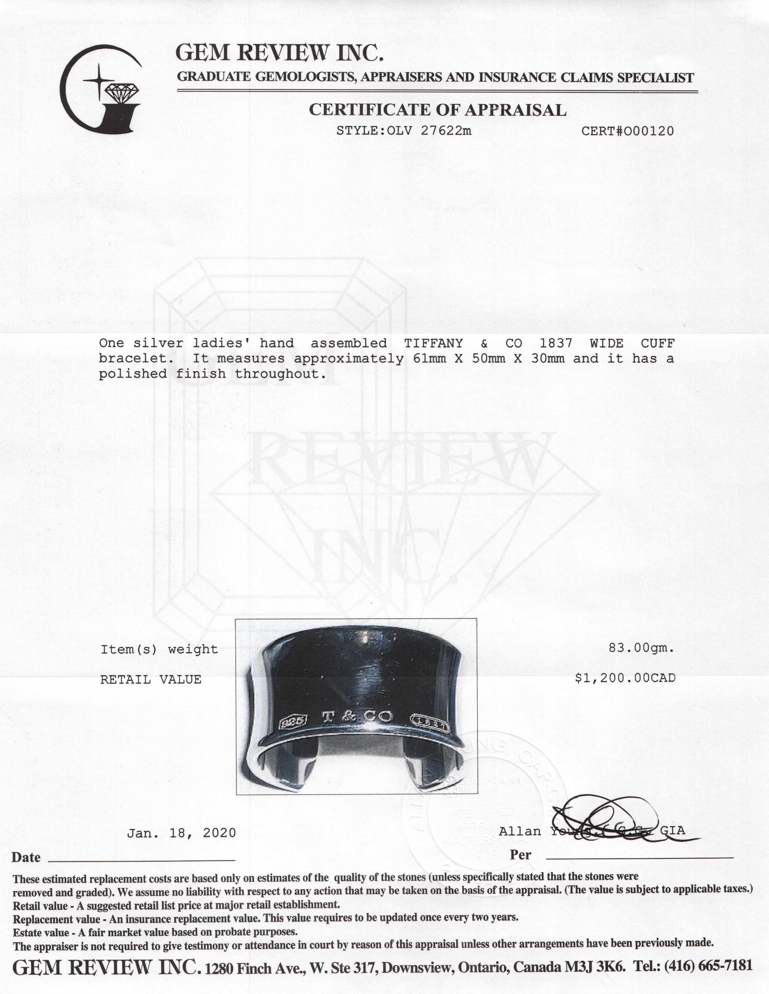 Tiffany & Co. 1837 Wide Cuff Bracelet