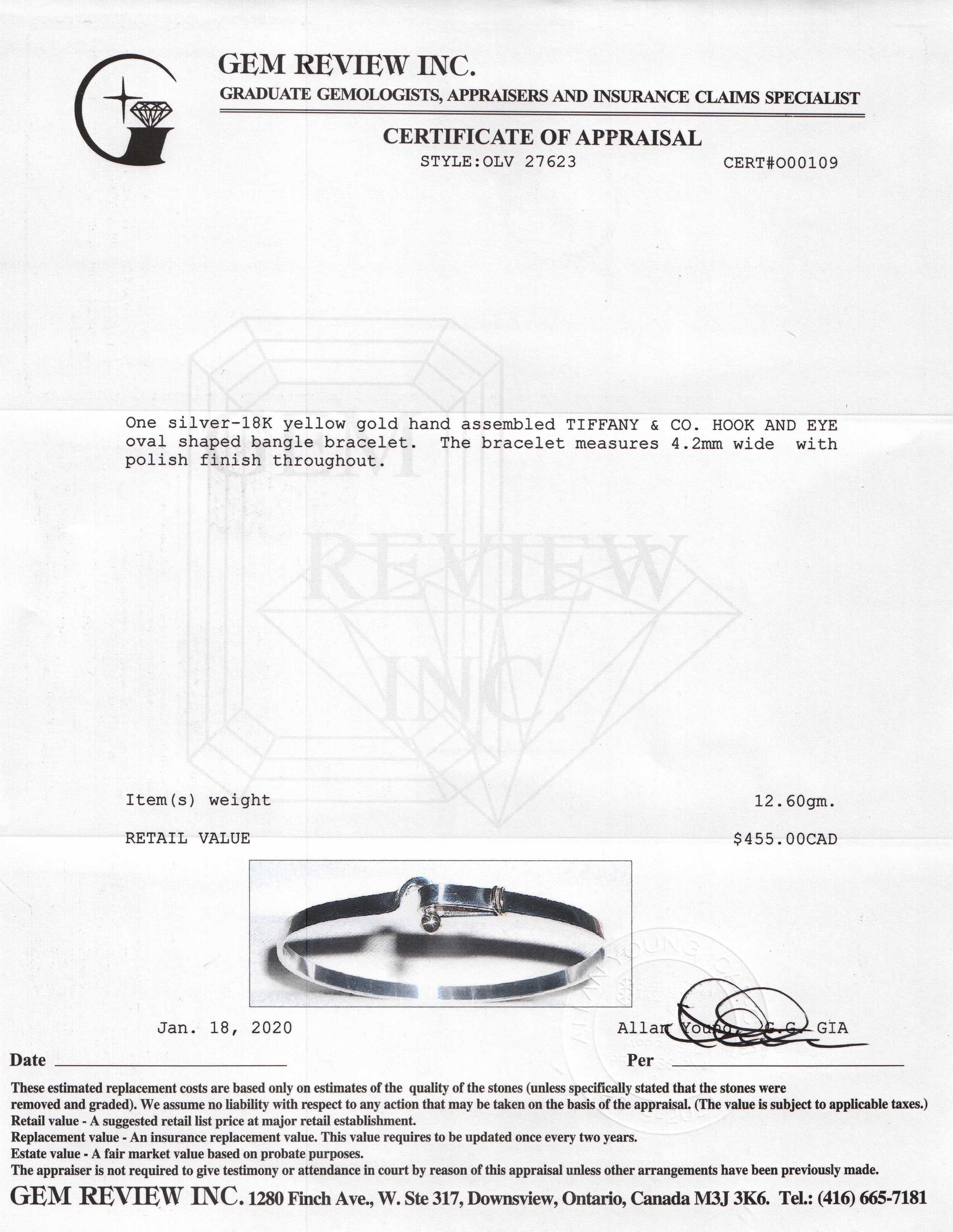 Tiffany & Co. Two-Tone Hook & Eye Bangle