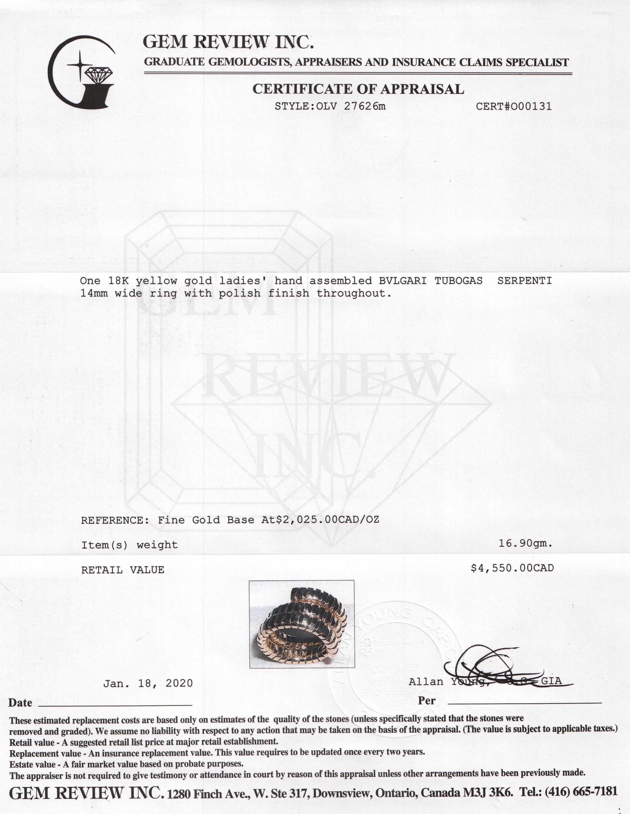 BVLGARI 18k Tubogas Coil Ring