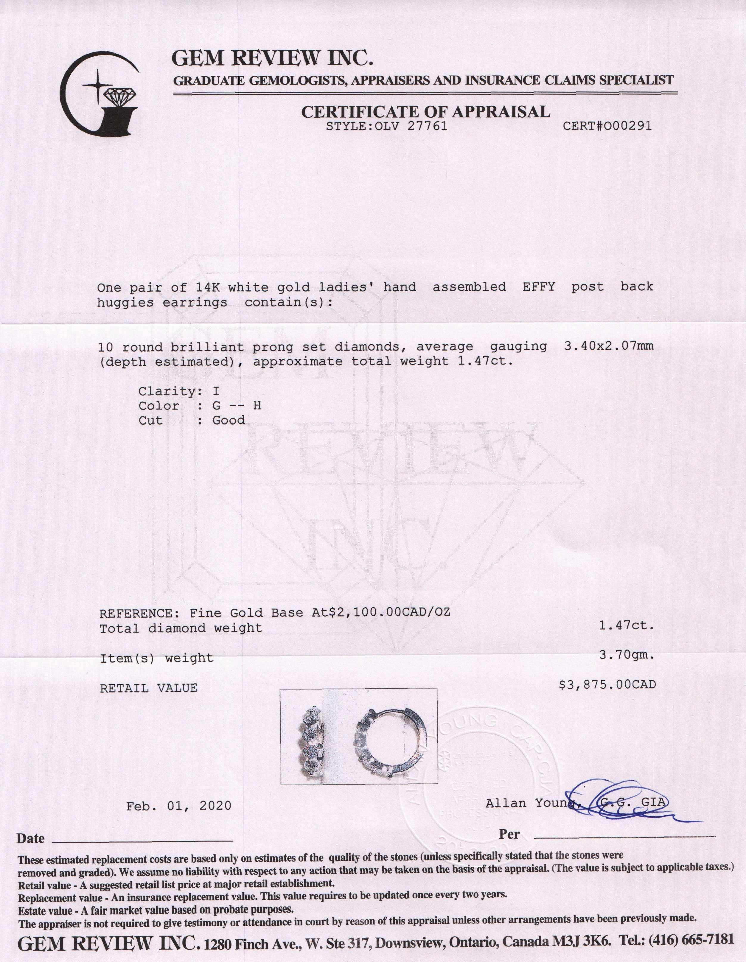 Effy Diamond Huggie Earrings