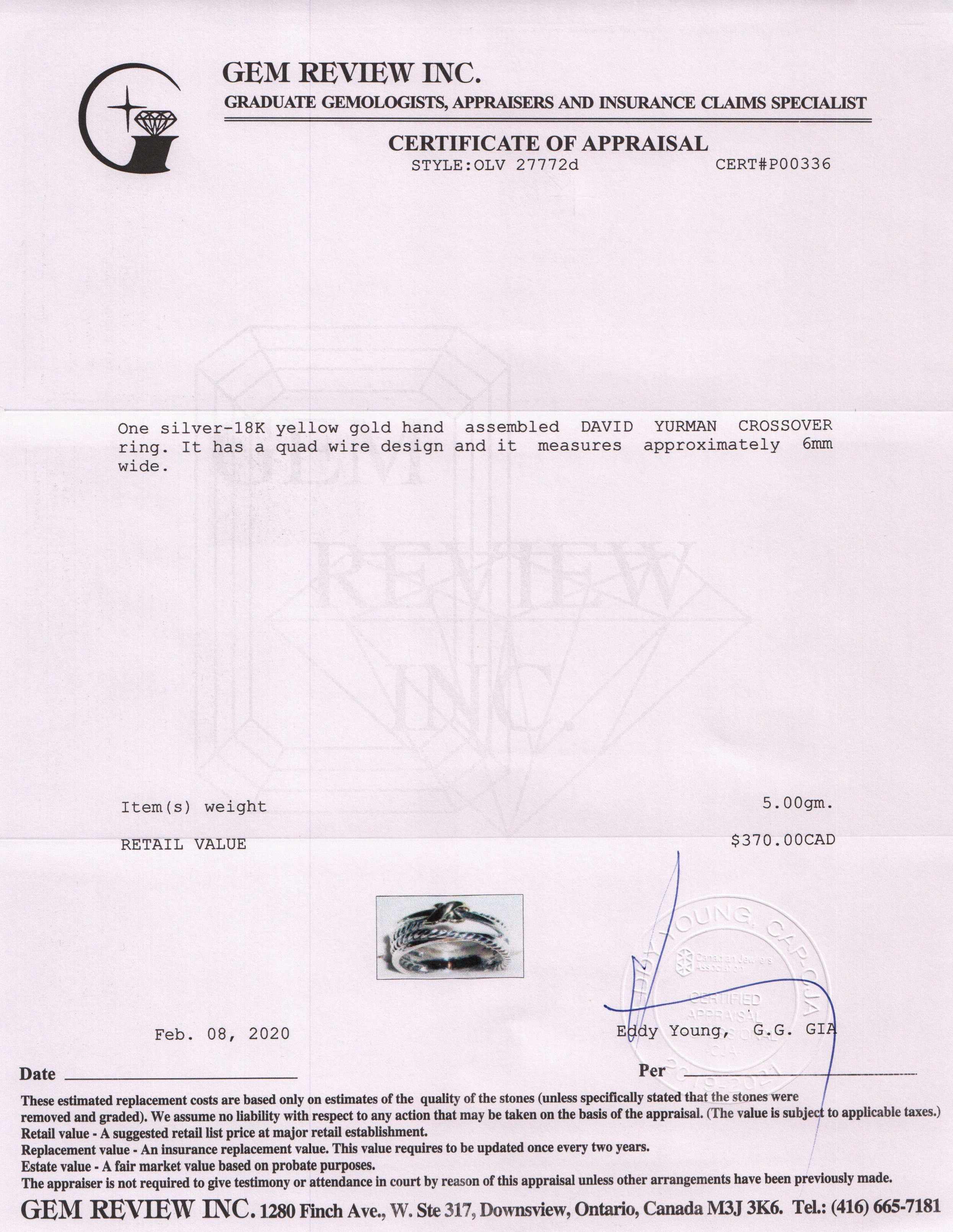 David Yurman Two-Tone 'X' Crossover Ring