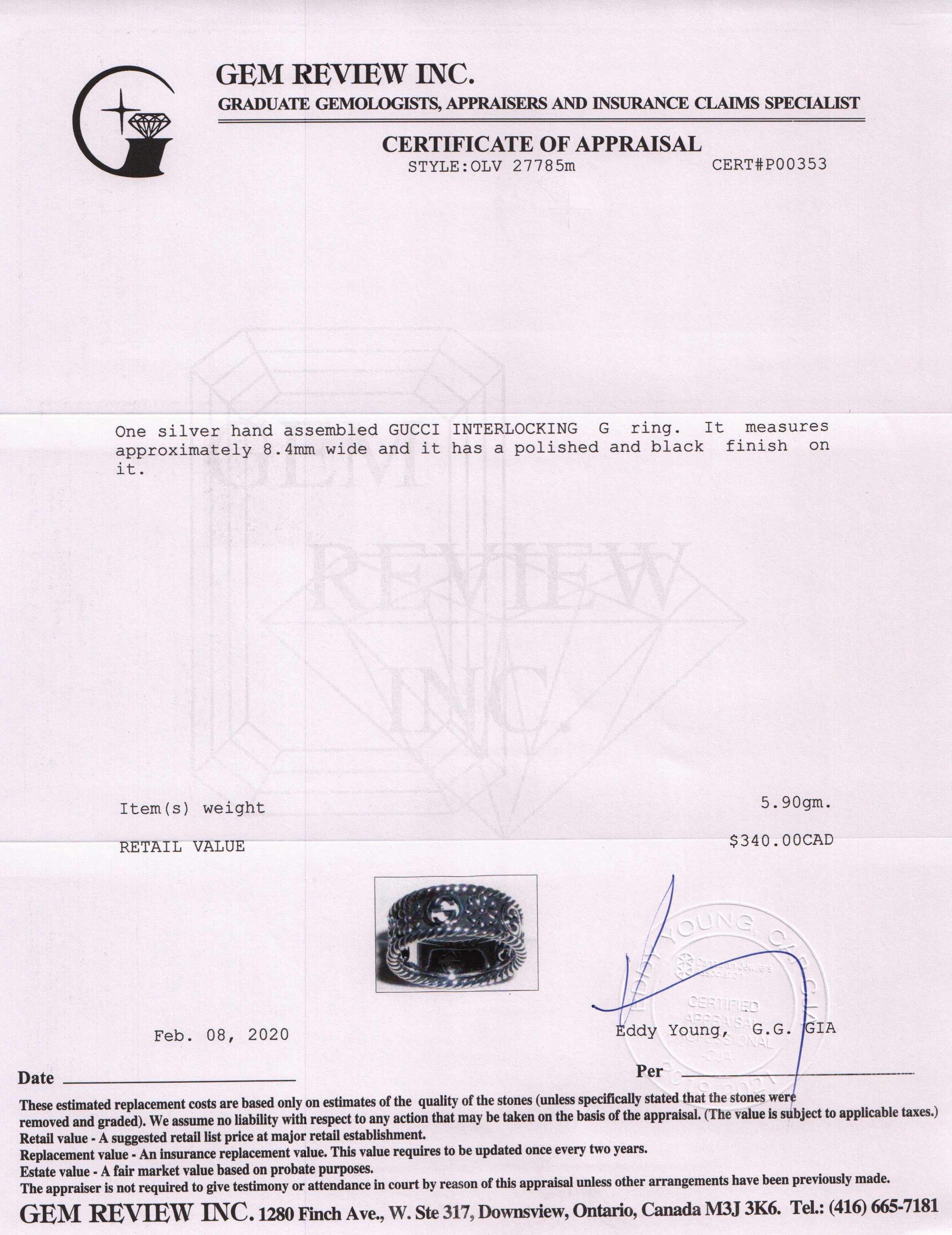 Gucci Interlocking G Silver Ring