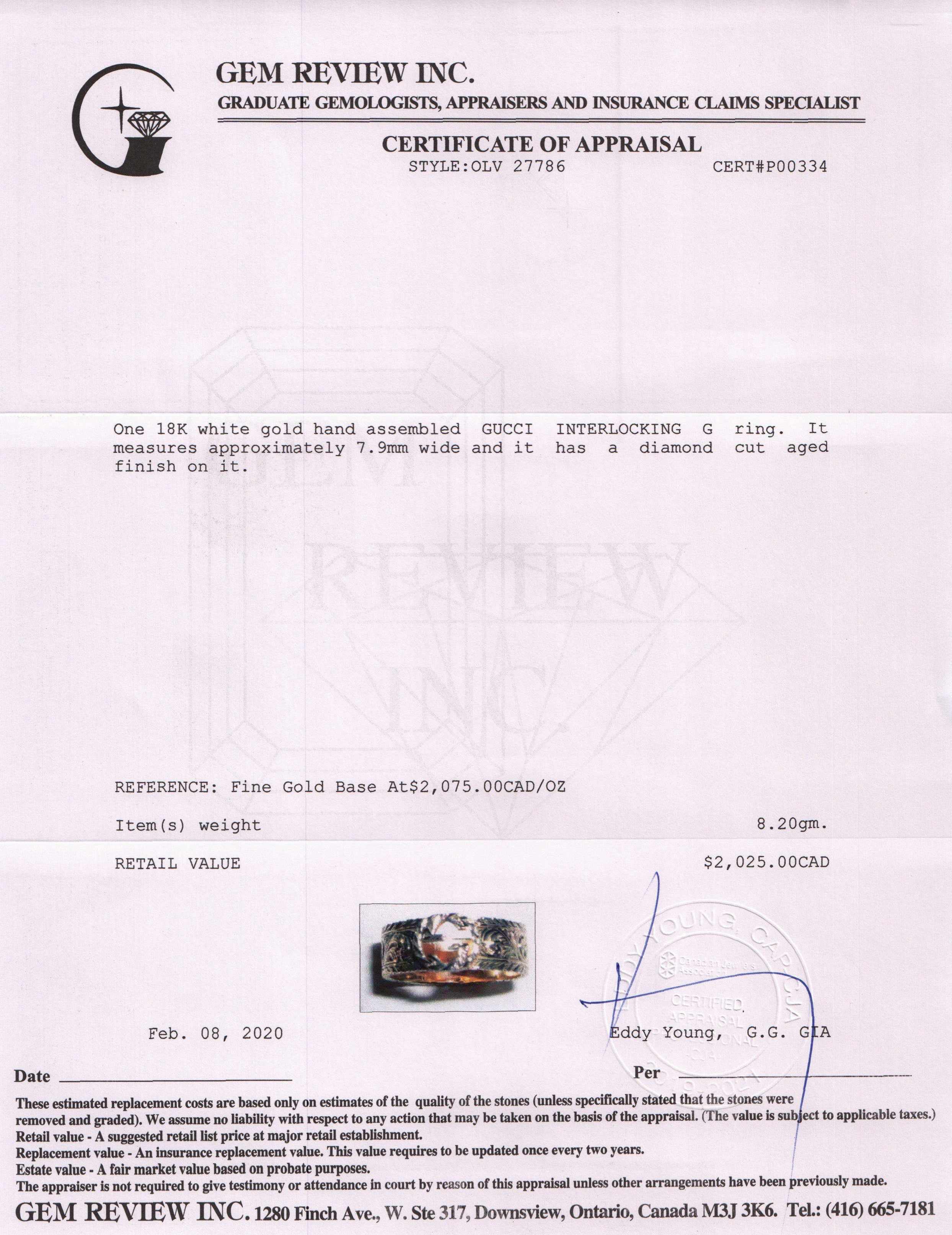 Gucci 18k Gold Interlocking G Ring