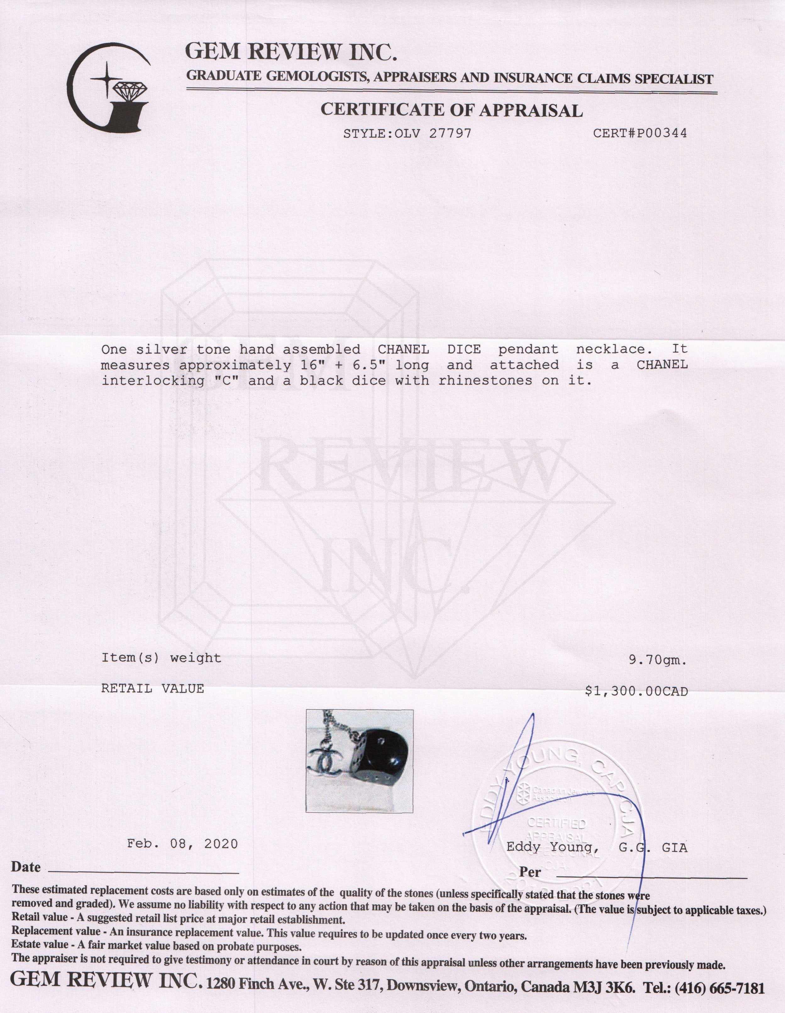 Chanel Dice Pendant Necklace