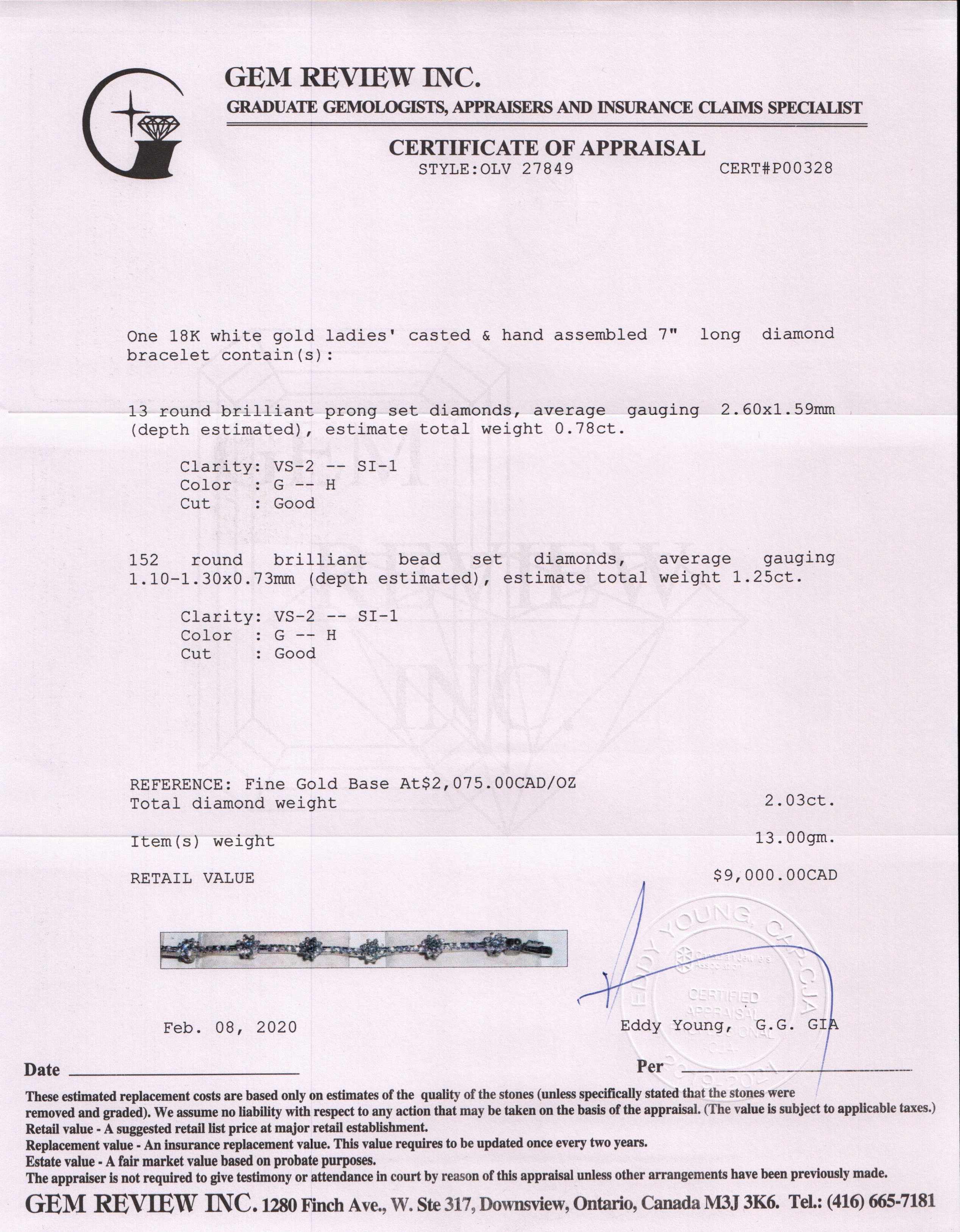 18k White Gold Diamond Flower Bracelet