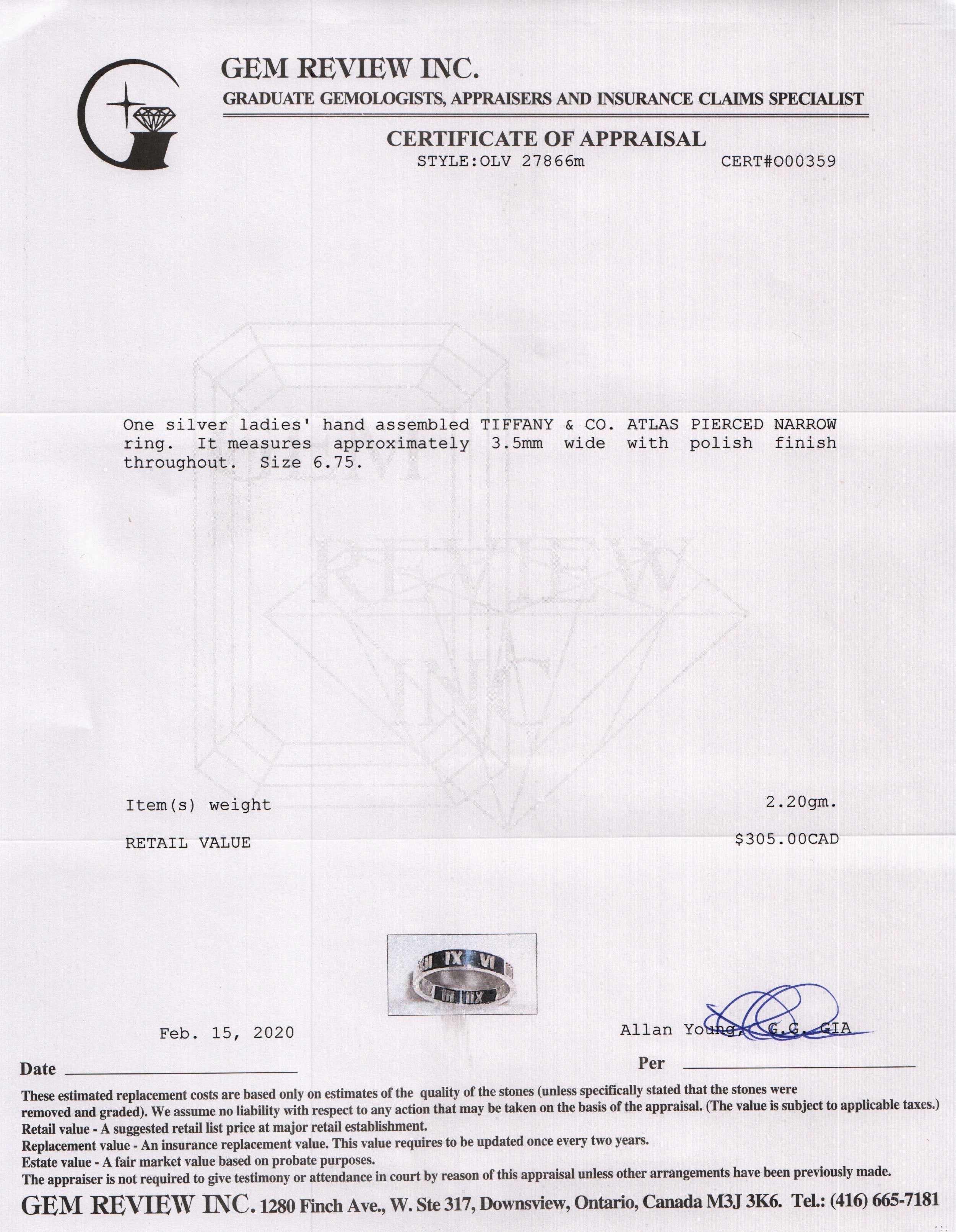 Tiffany & Co. Atlas Pierced Narrow Ring