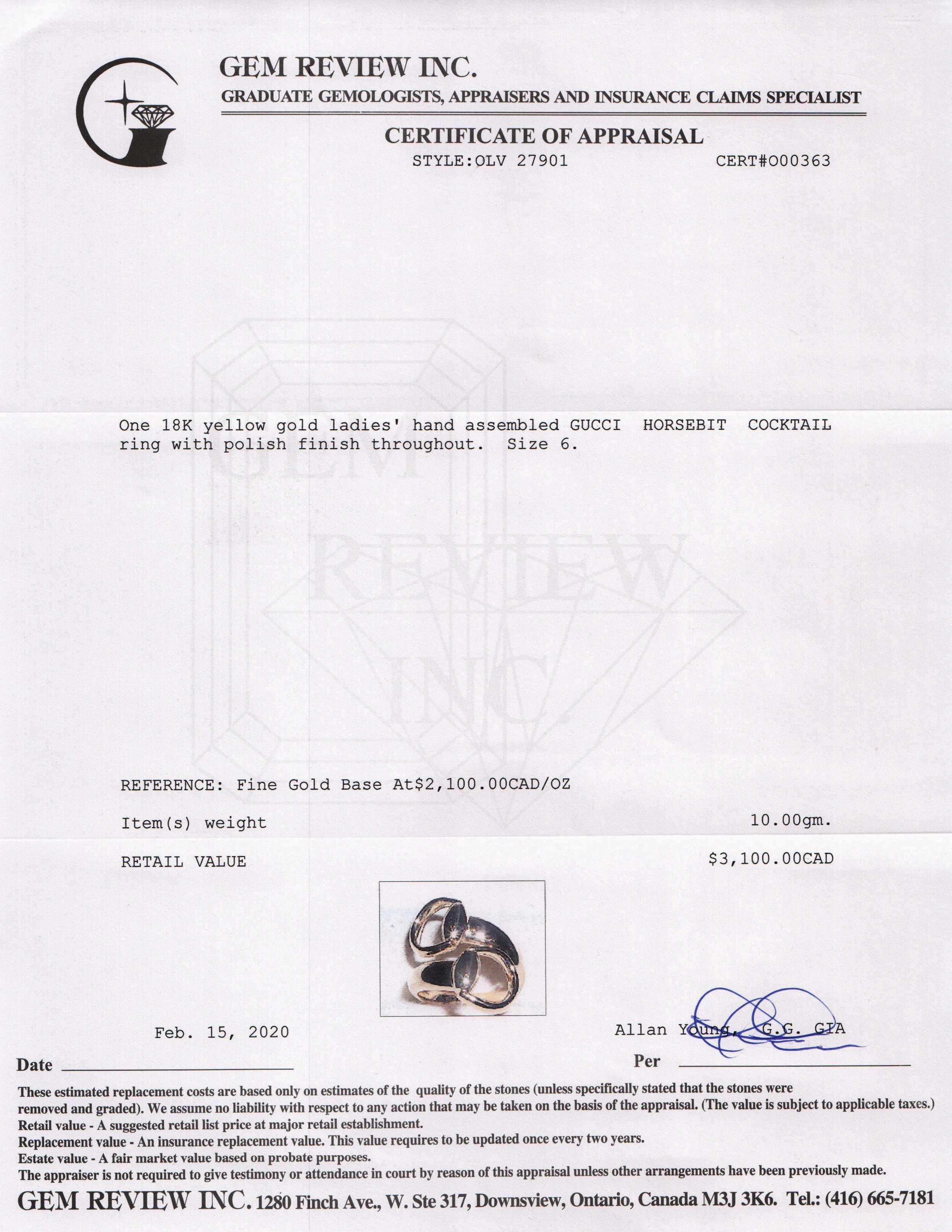 Gucci 18k Gold Horsebit Cocktail Ring