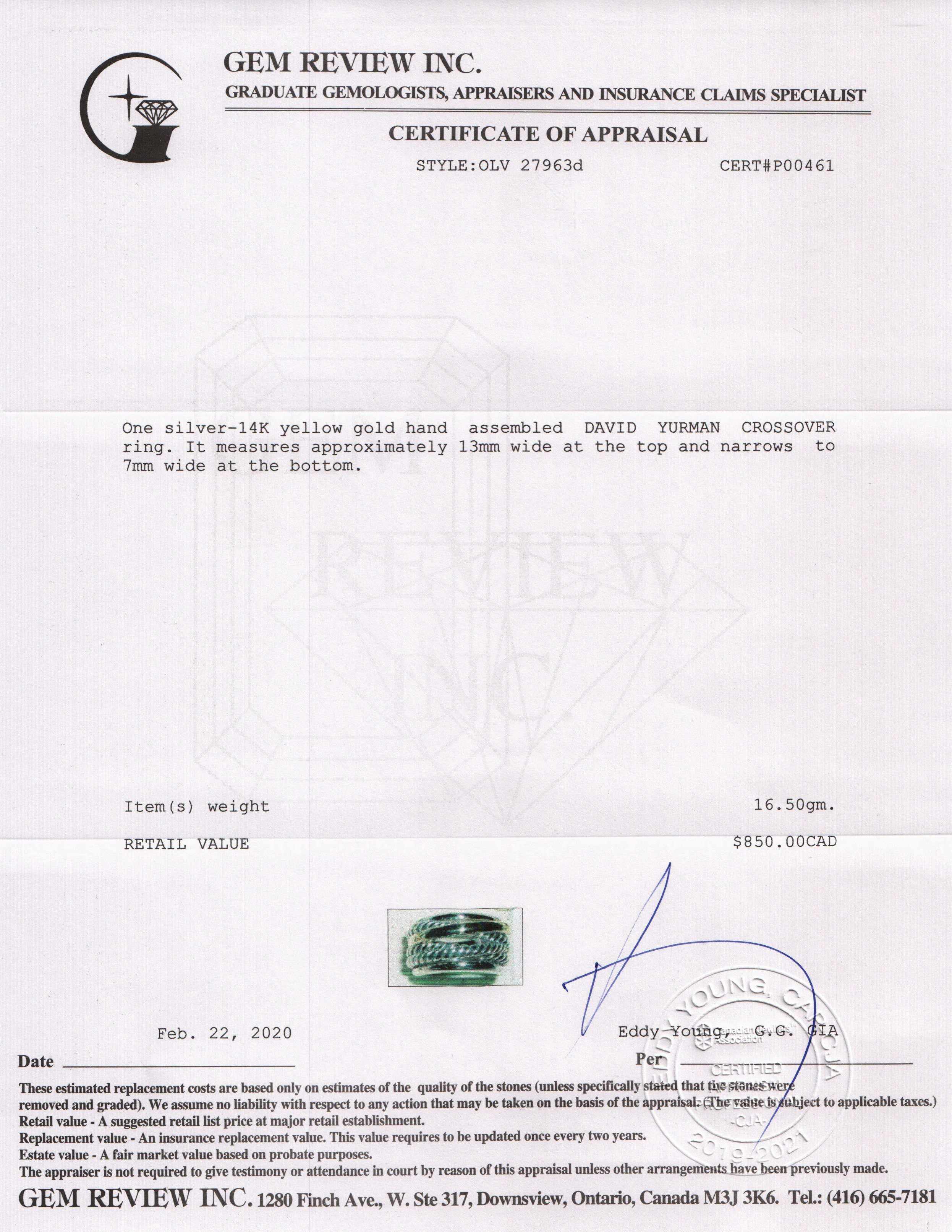 David Yurman Two-Tone Crossover Ring