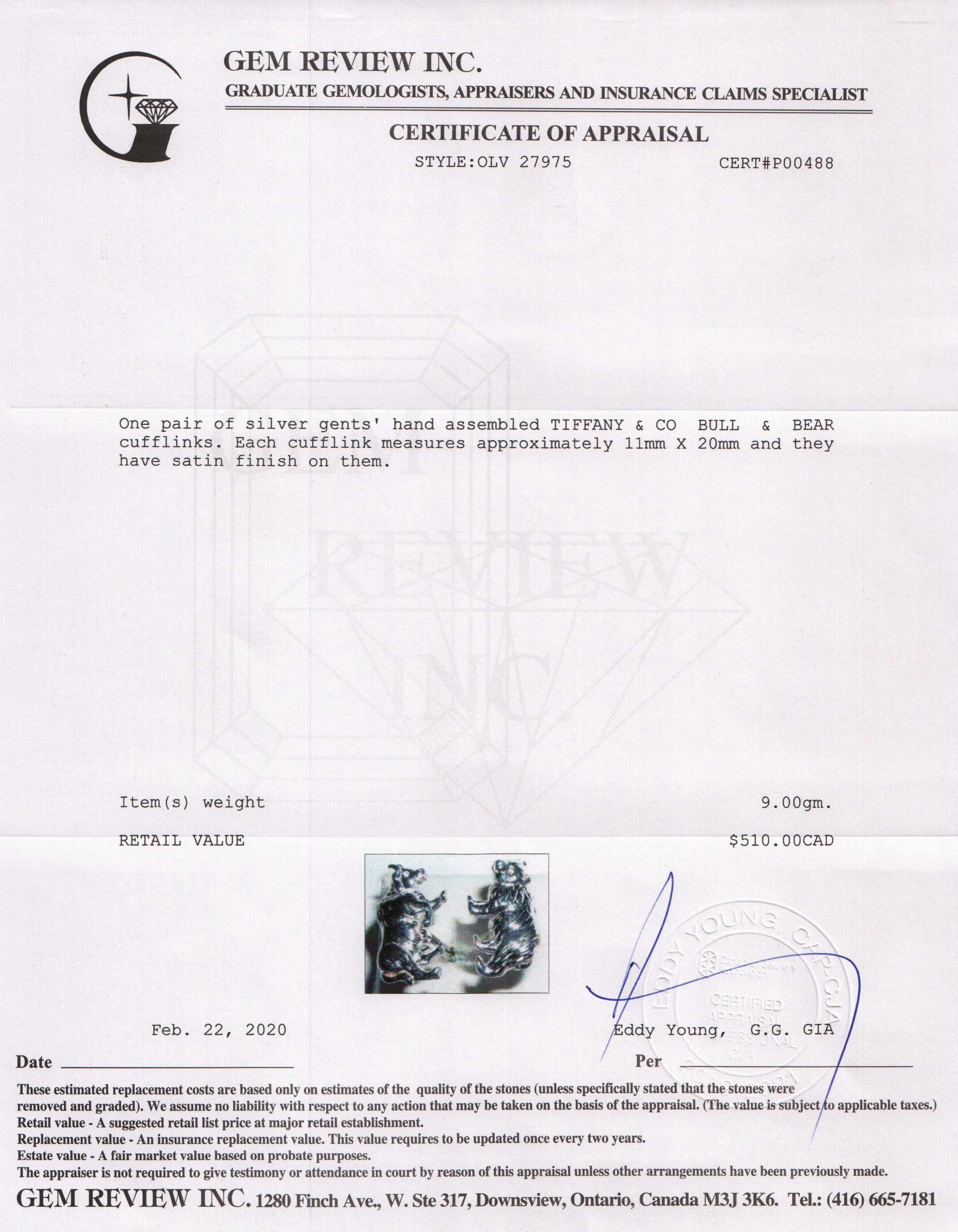 Tiffany & Co. Bull & Bear Cufflinks