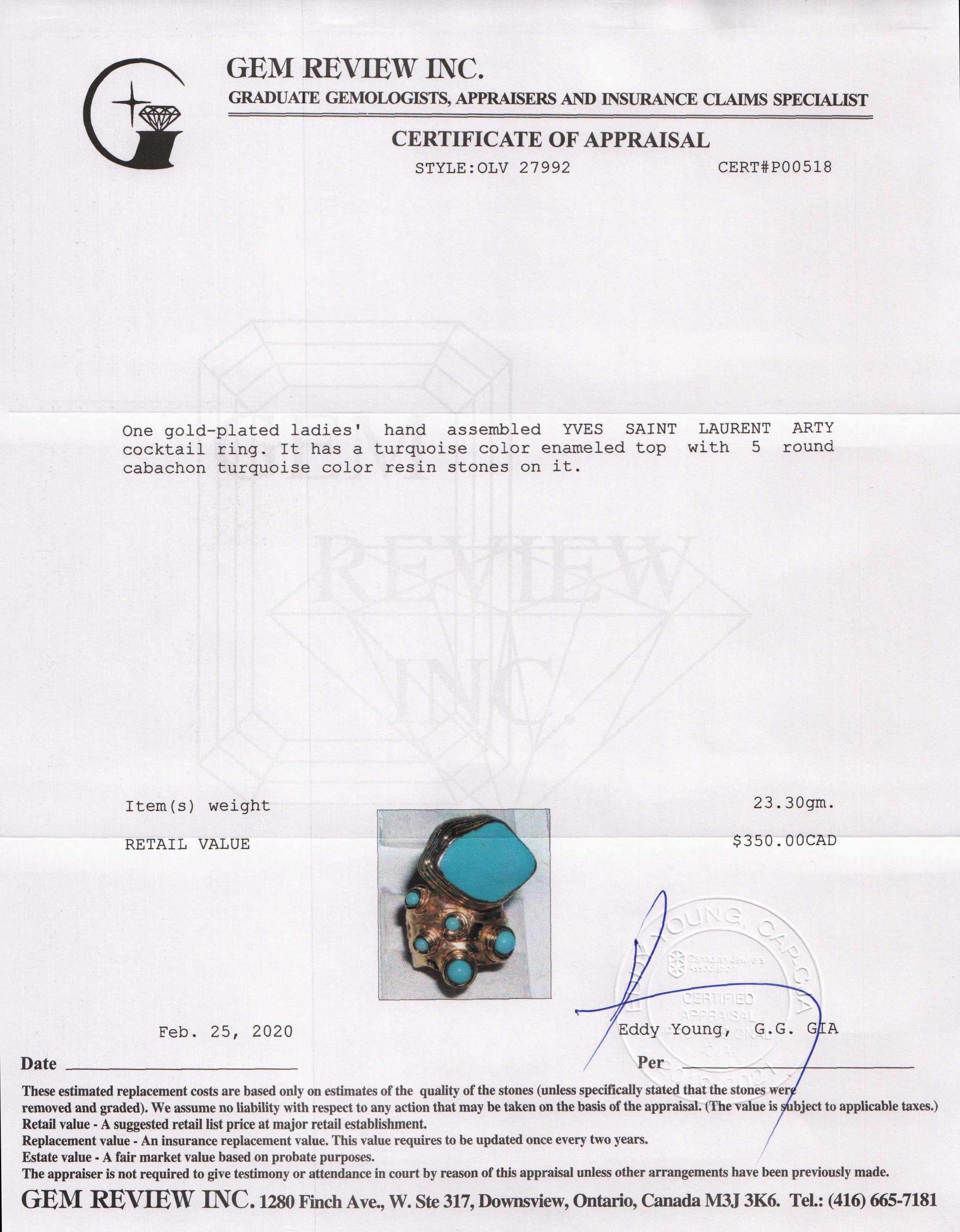 Yves Saint Laurent Enamel & Resin Arty Cocktail Ring