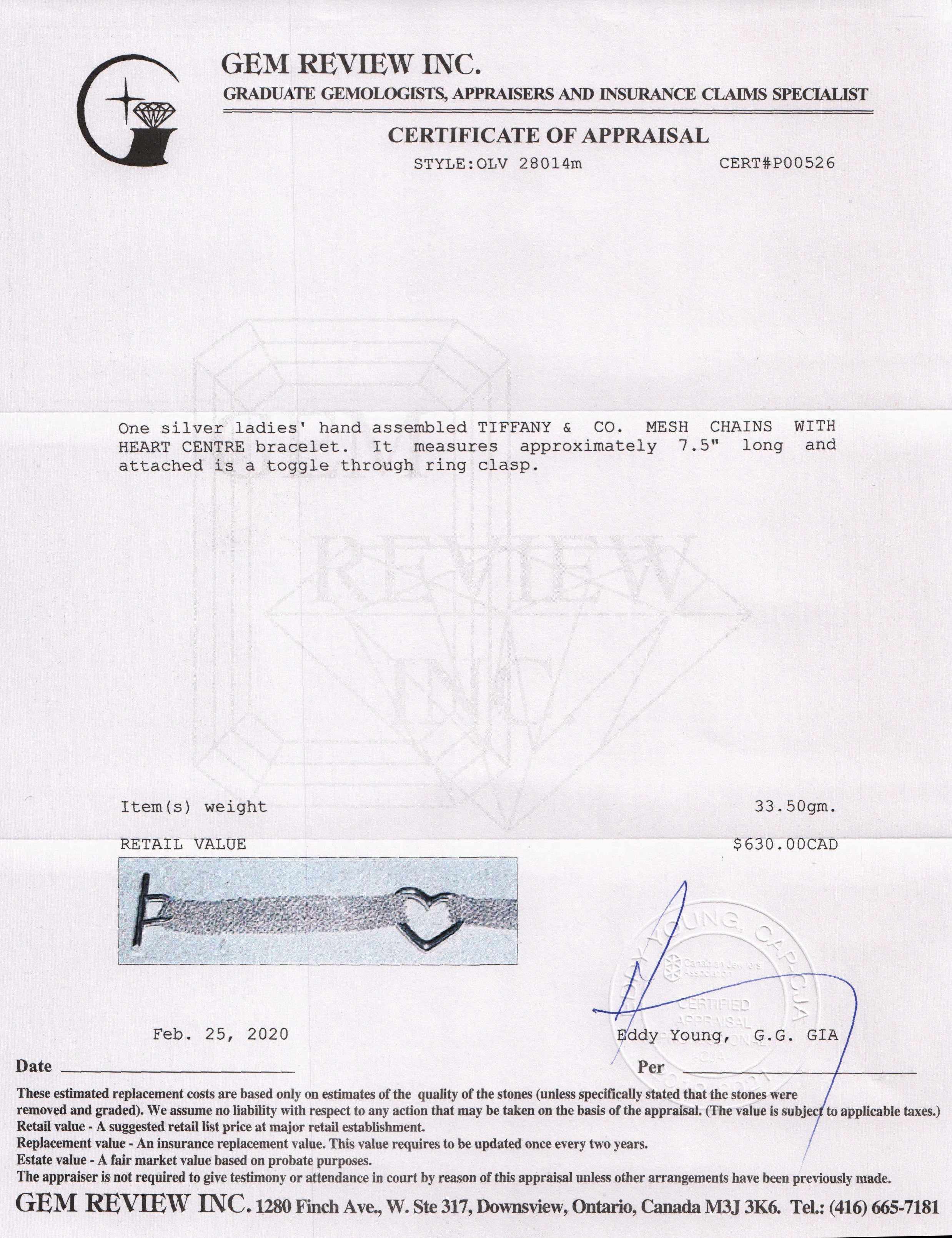 Tiffany & Co. Mesh Heart Bracelet