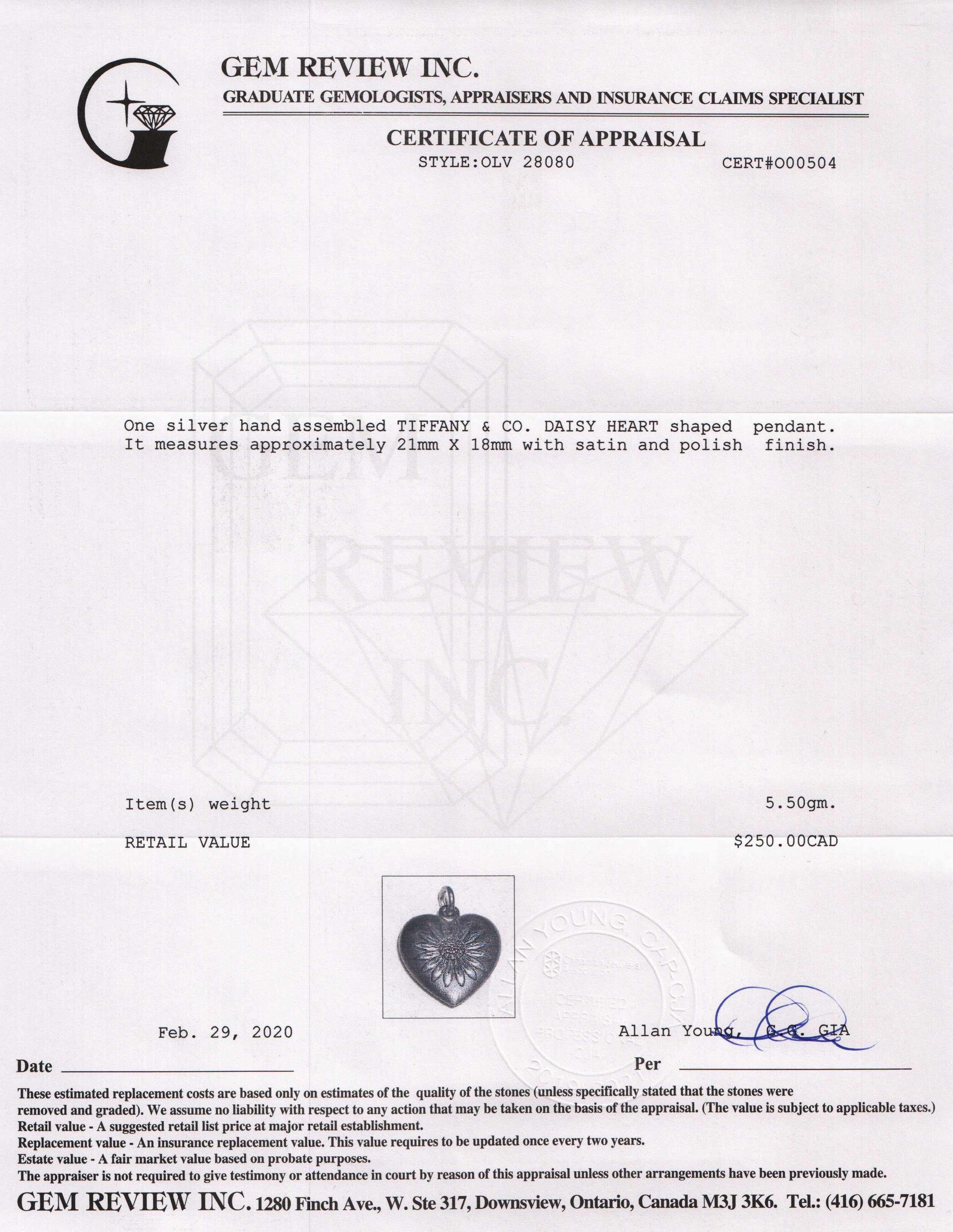 Tiffany & Co. Daisy Heart Charm