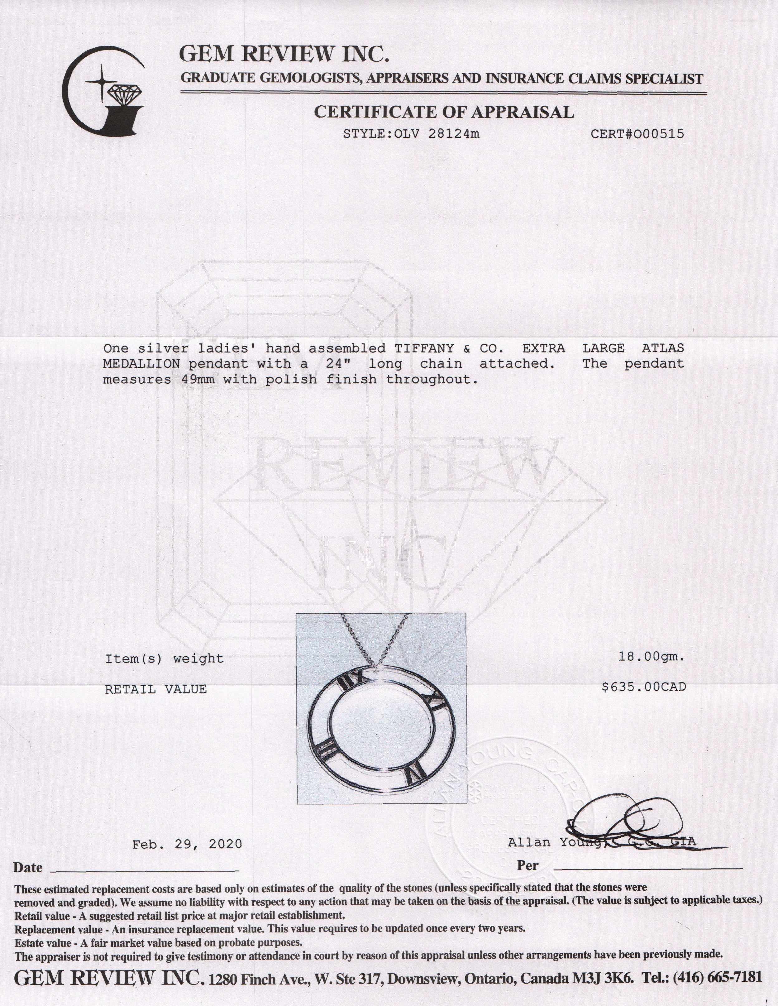 Tiffany & Co. Atlas Medallion Pendant Necklace