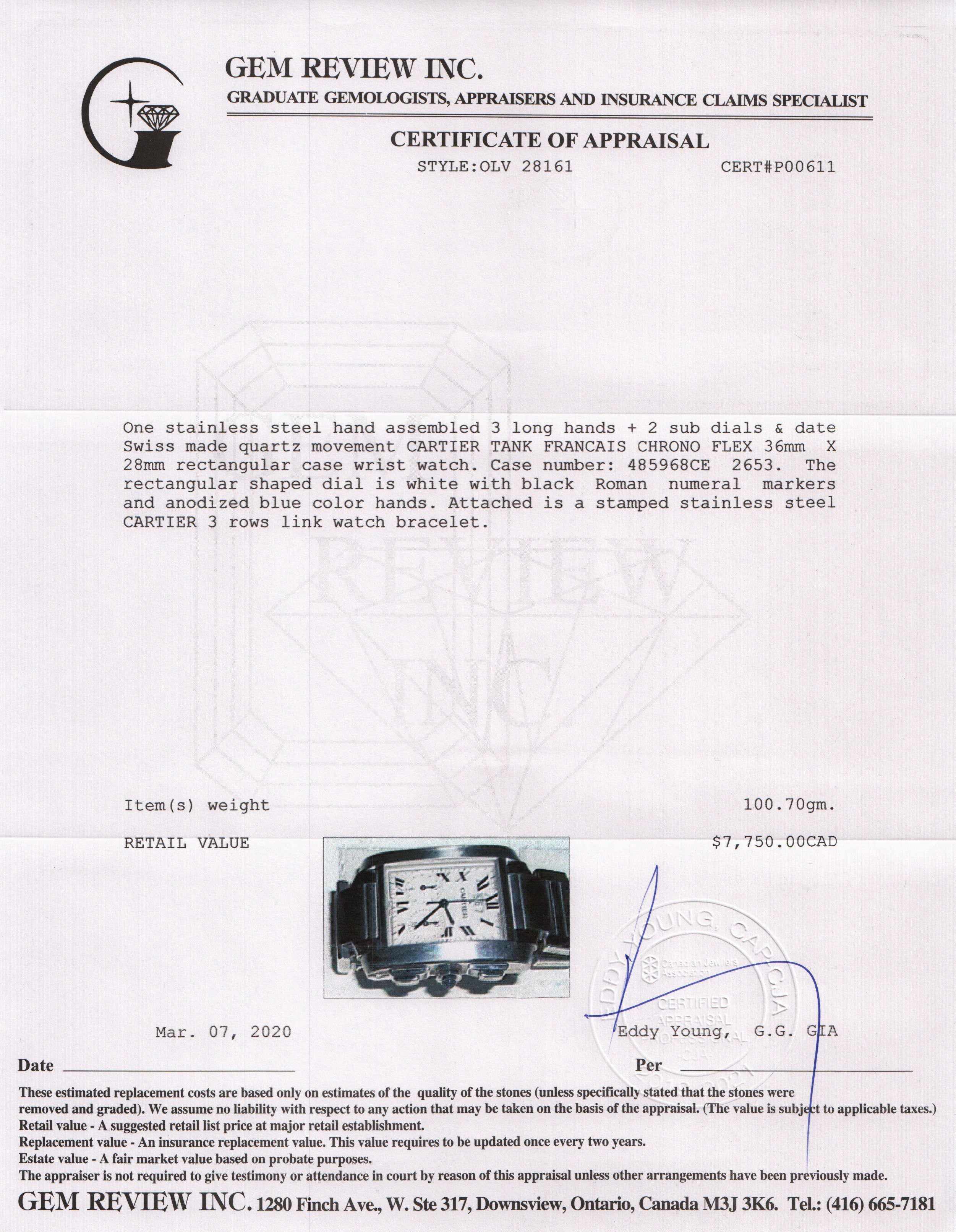 Cartier Tank Francaise Chronoflex Watch