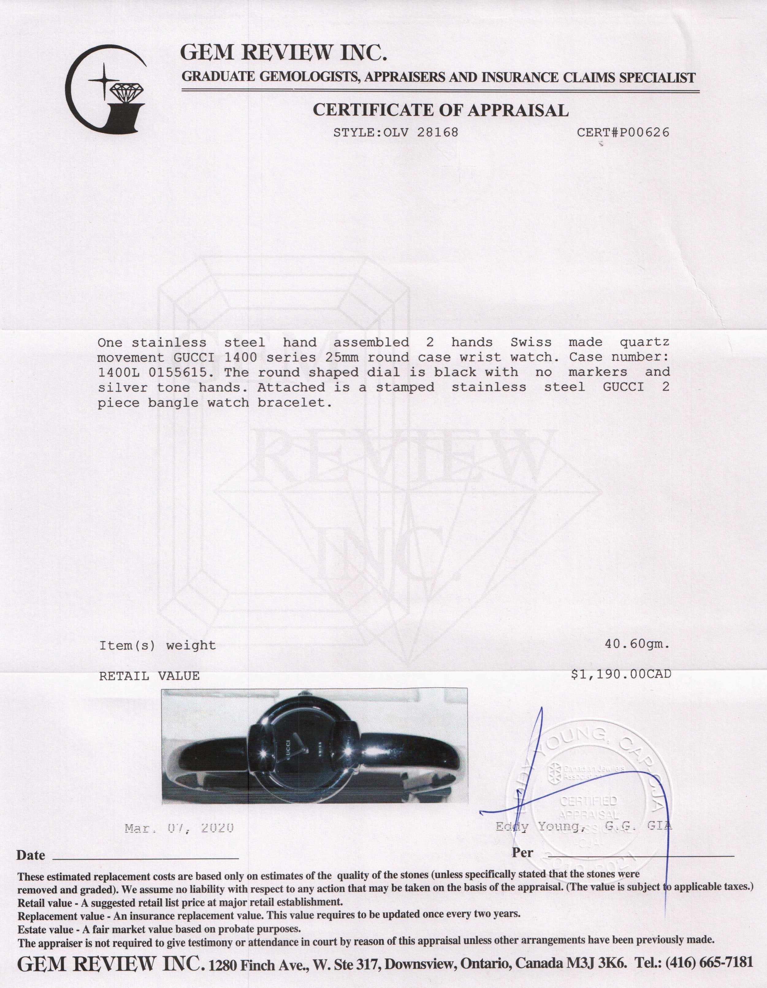 Gucci 1400 Series Watch w/ Box