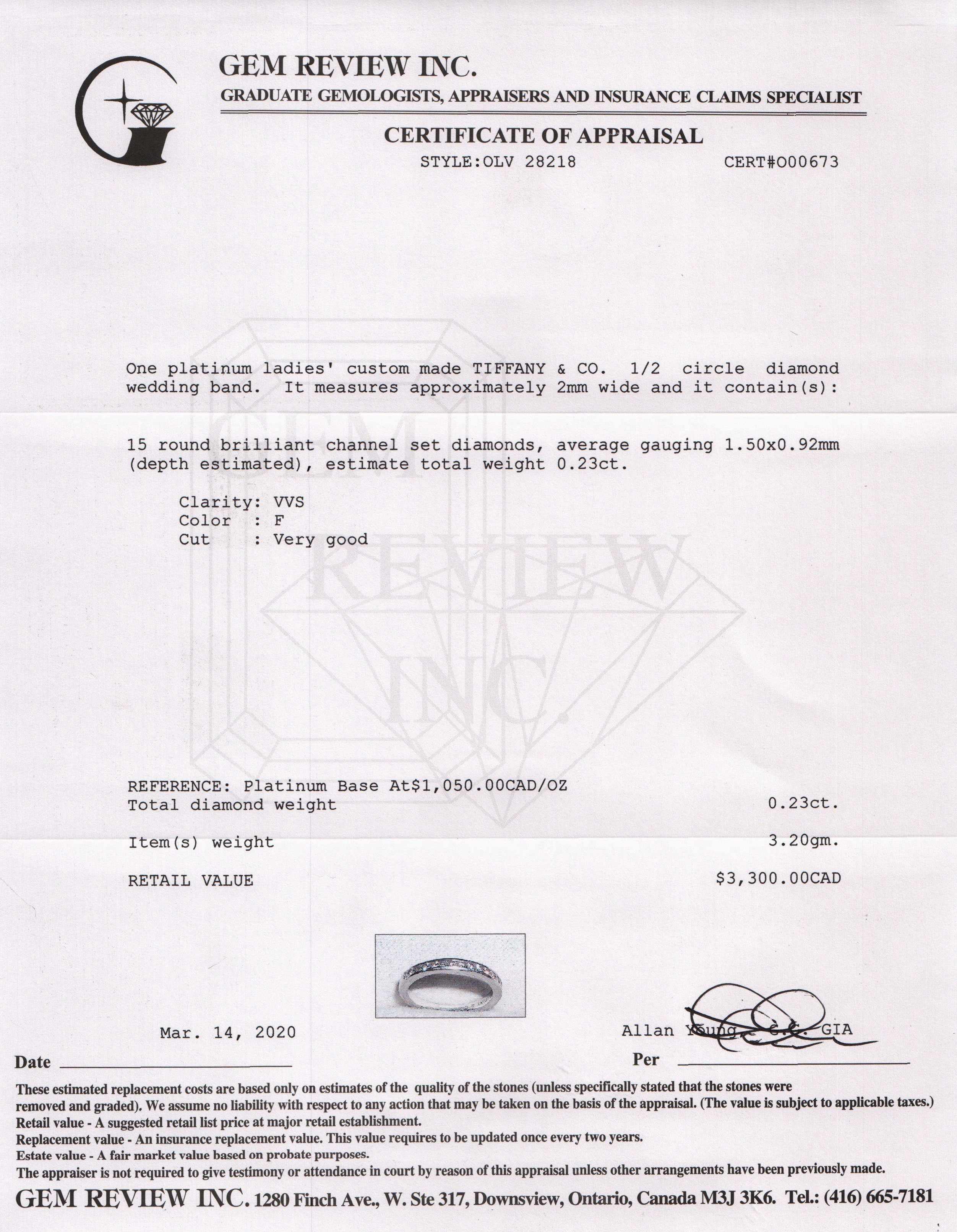 Tiffany & Co. Diamond Half Circle Wedding Band Ring