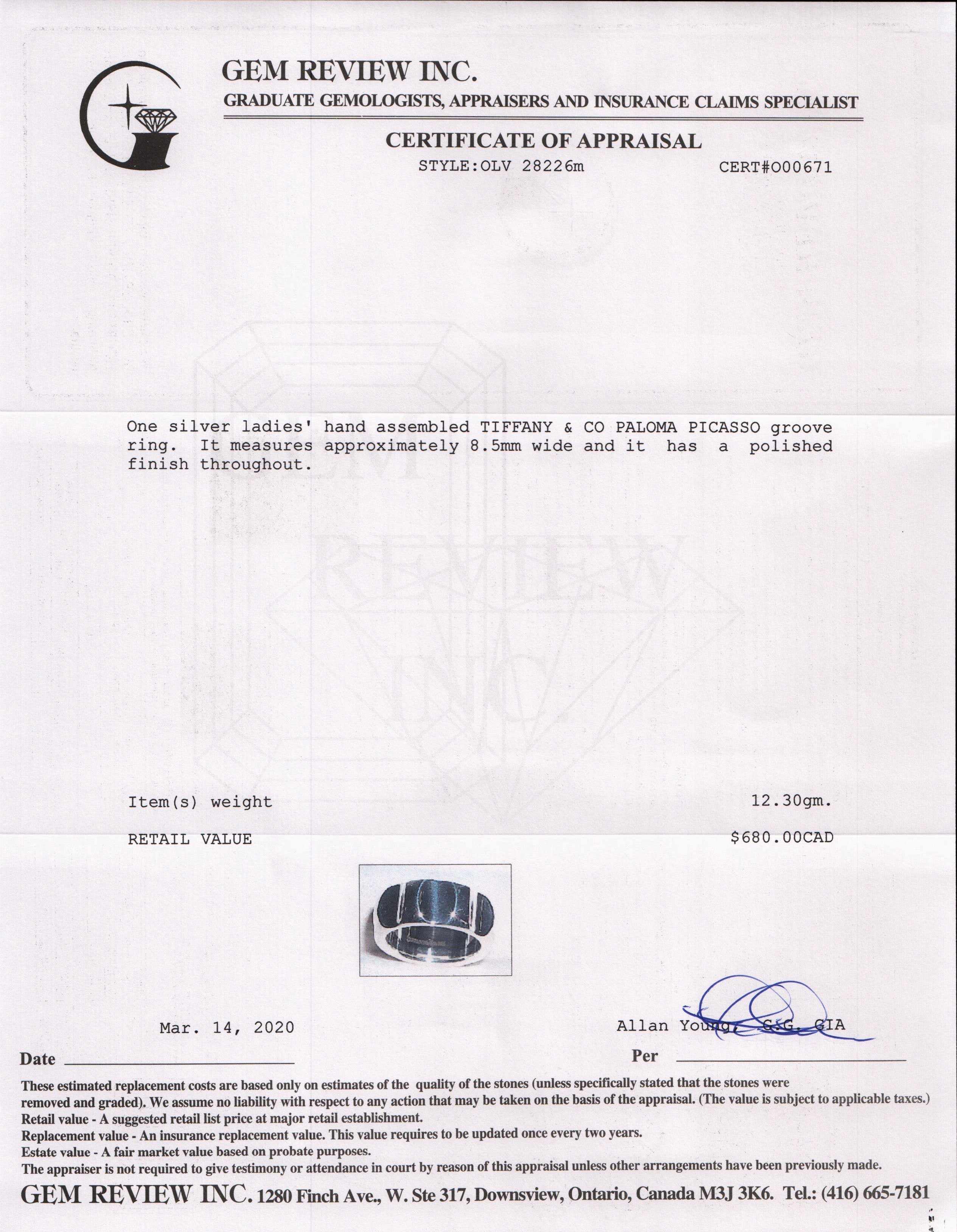 Tiffany & Co. Paloma Picasso Groove Wide Ring