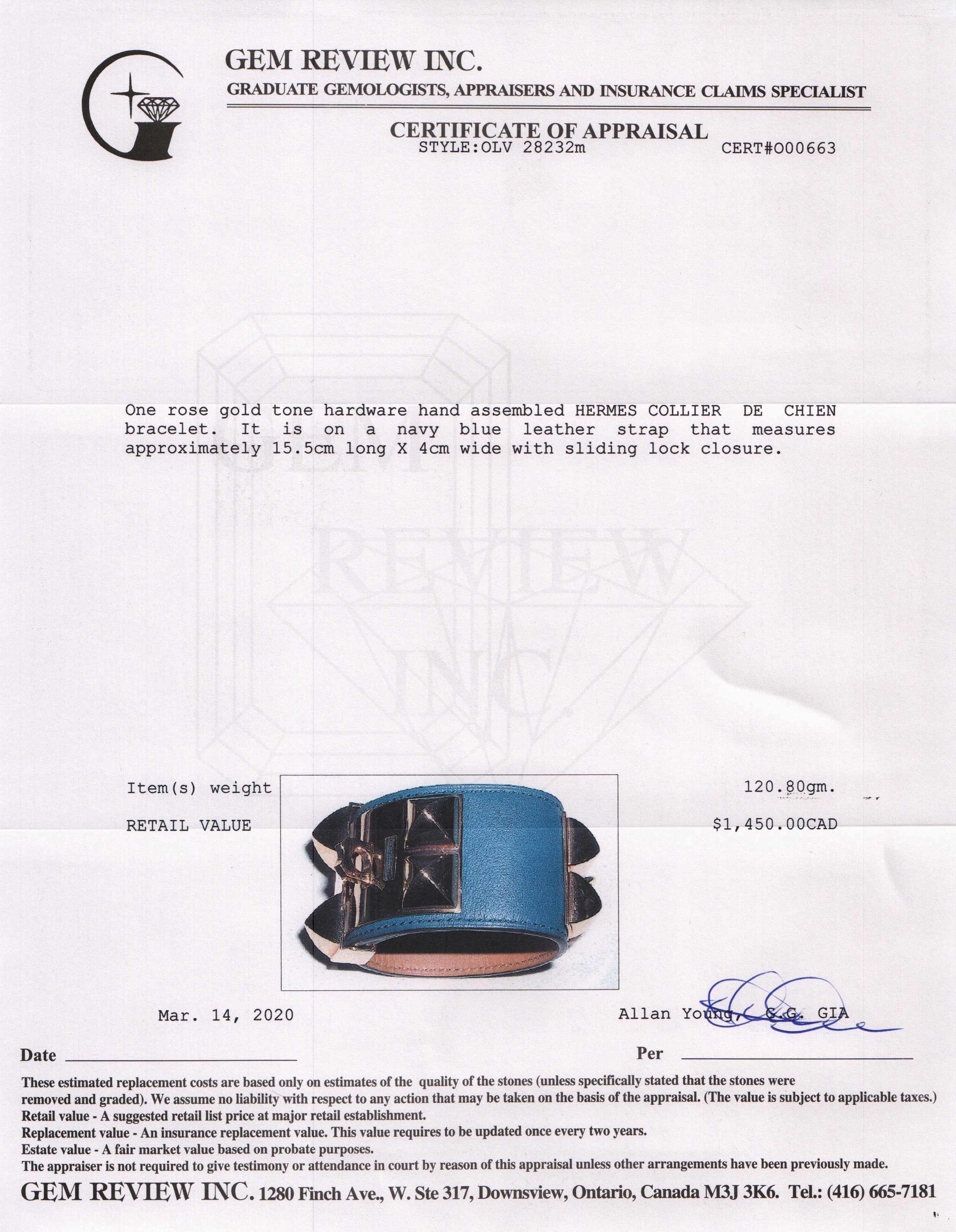 Hermes Collier de Chien Bracelet