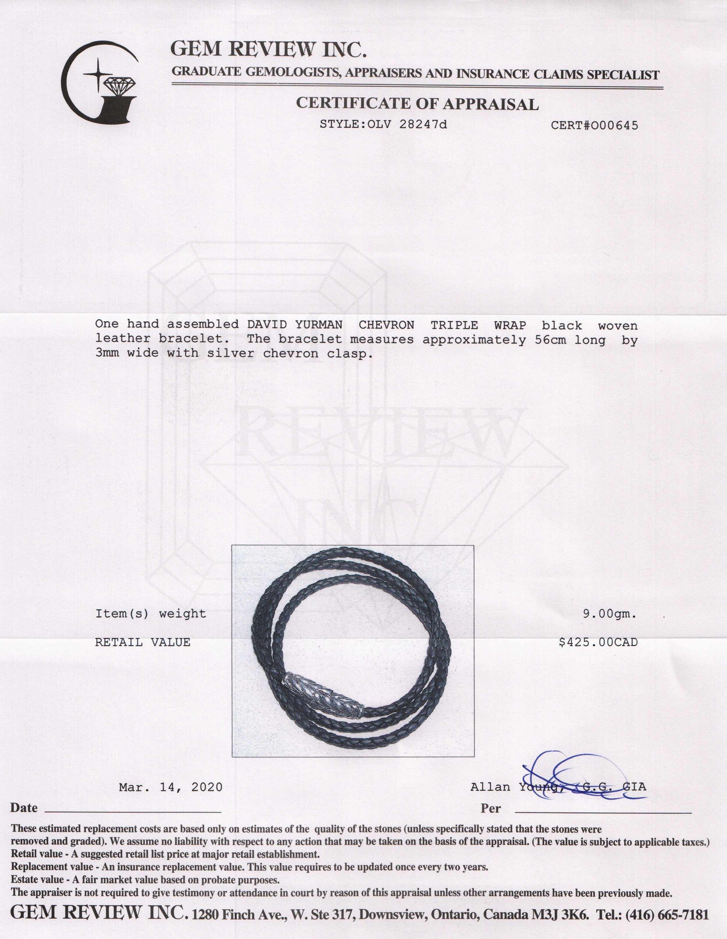 David Yurman Chevron Triple-Wrap Bracelet