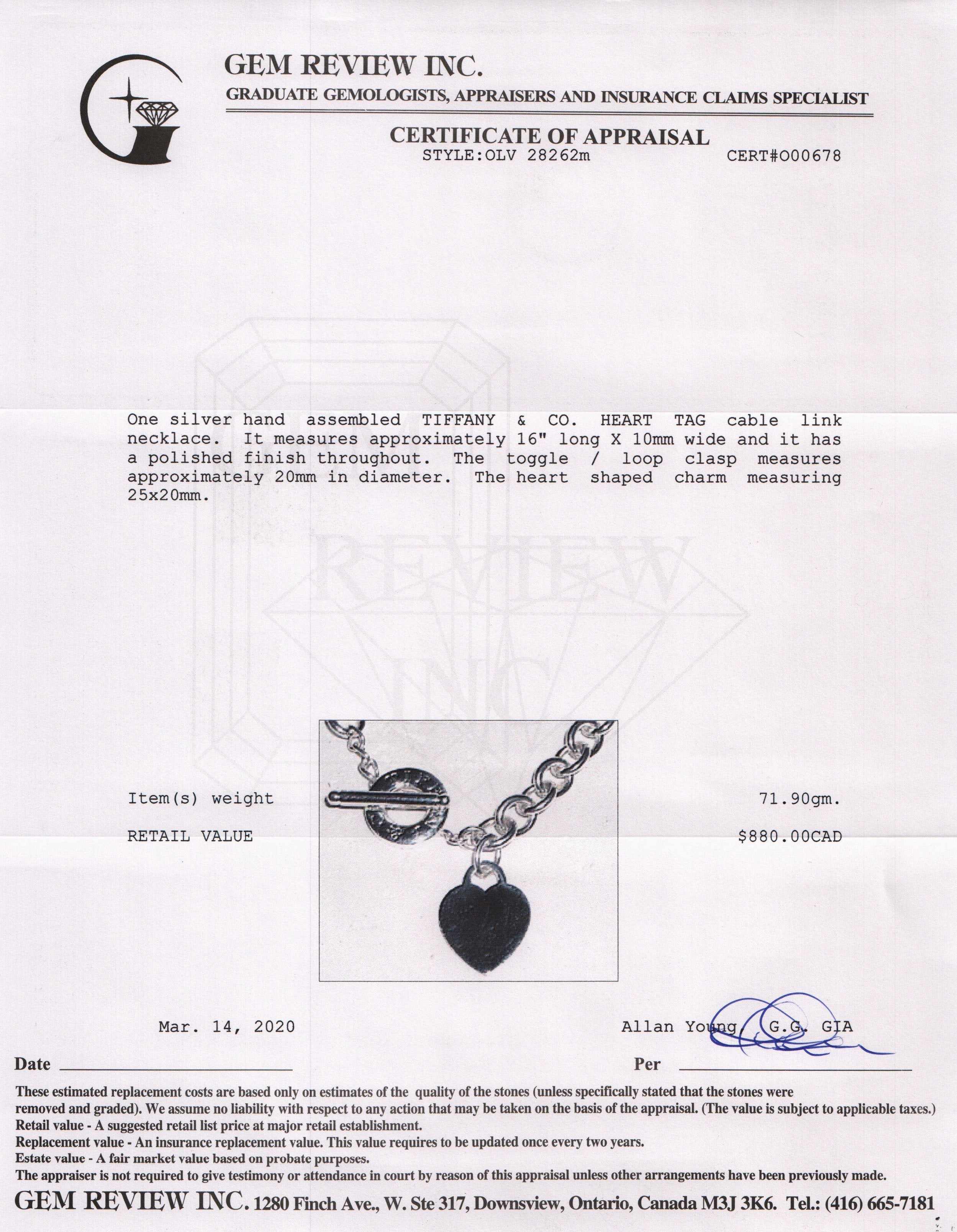 Tiffany & Co. Heart Tag Necklace with Toggle Clasp