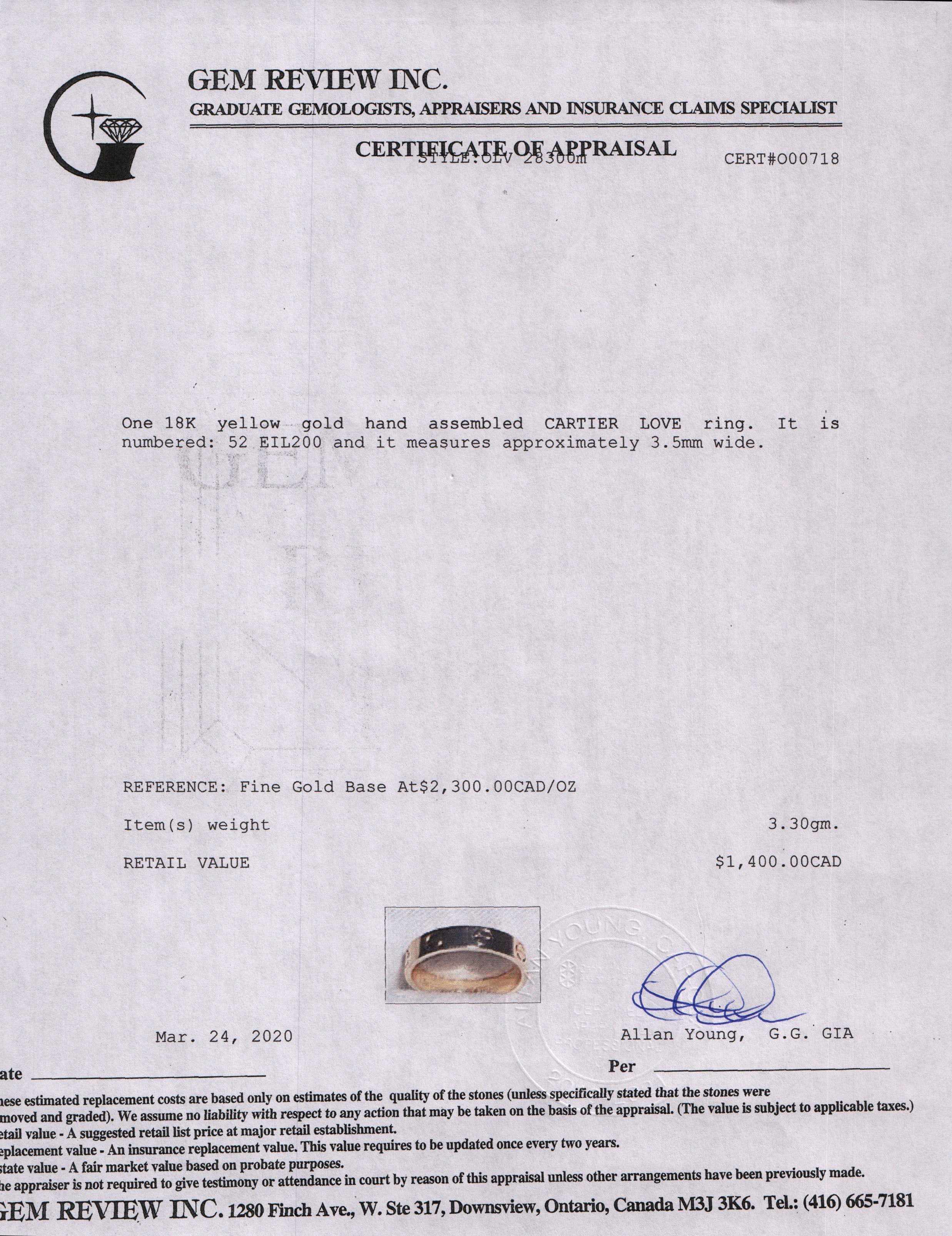 Cartier Love Wedding Band Ring