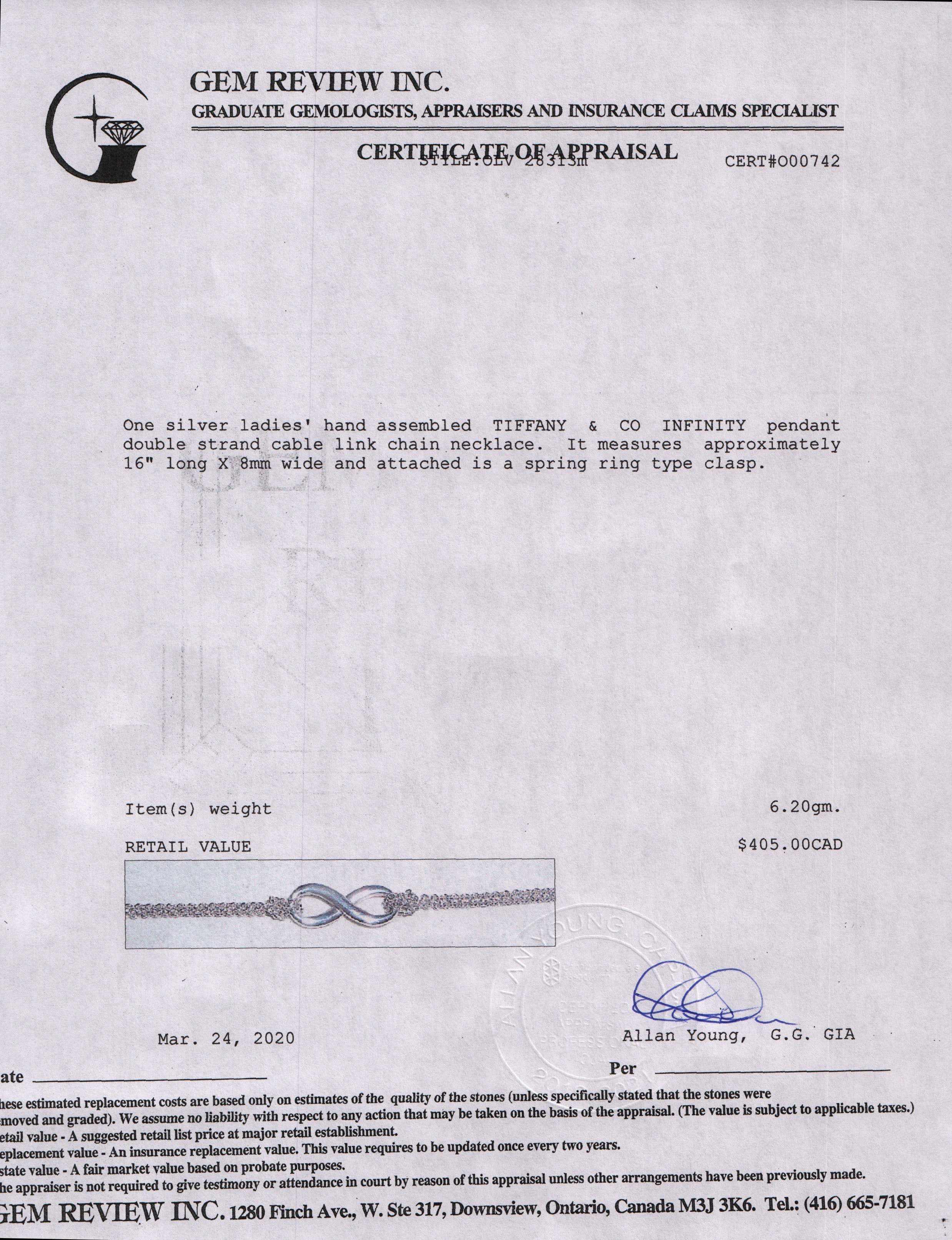 Tiffany & Co. Infinity Pendant Necklace