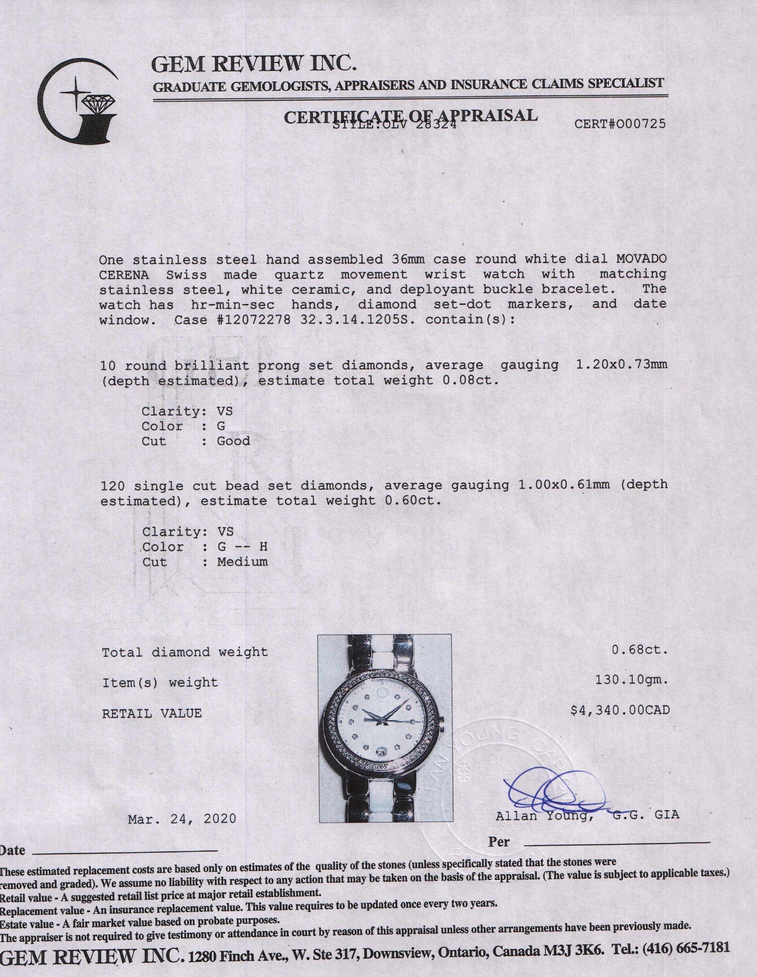 Movado Cerena Watch w/ Box