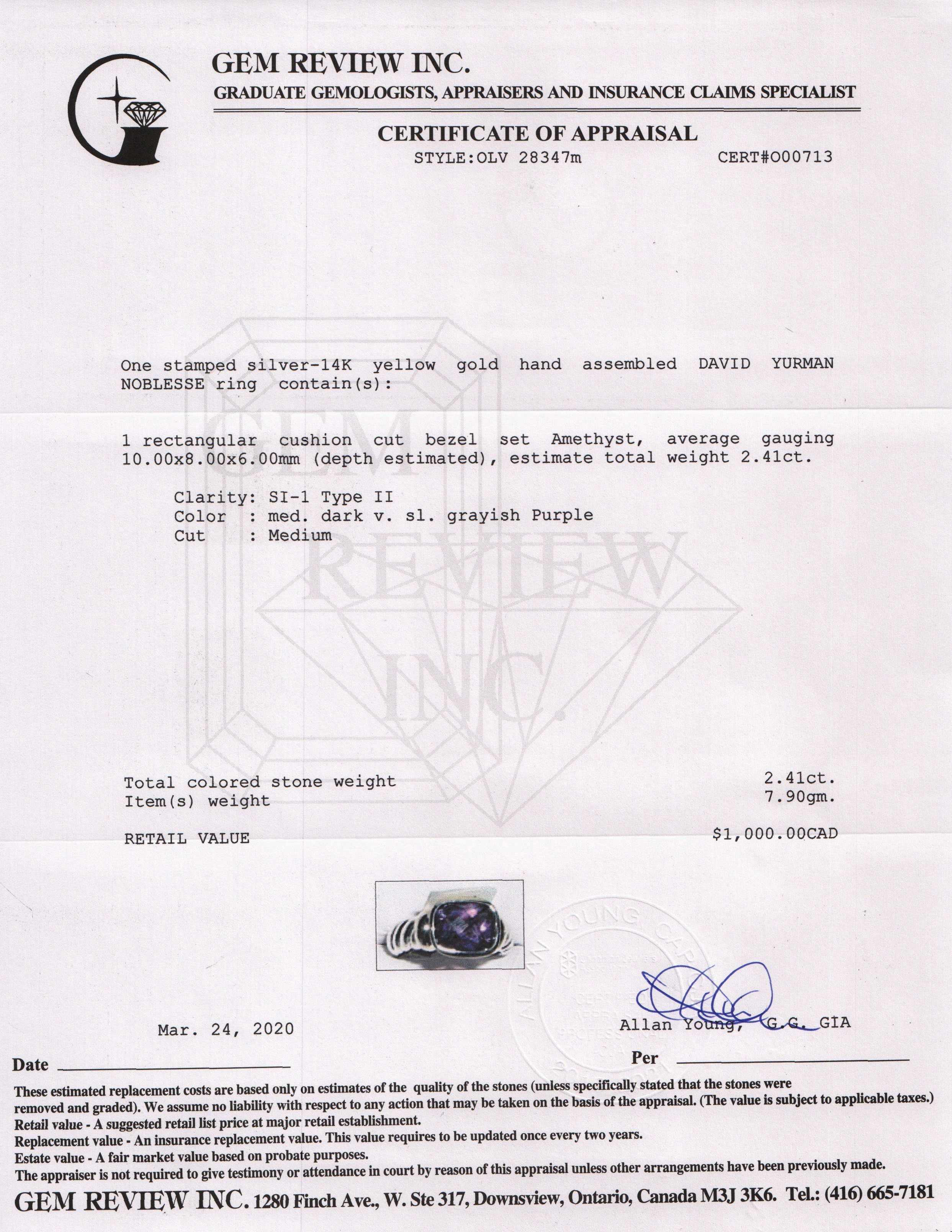 David Yurman Two-Tone Amethyst Noblesse Cocktail Ring