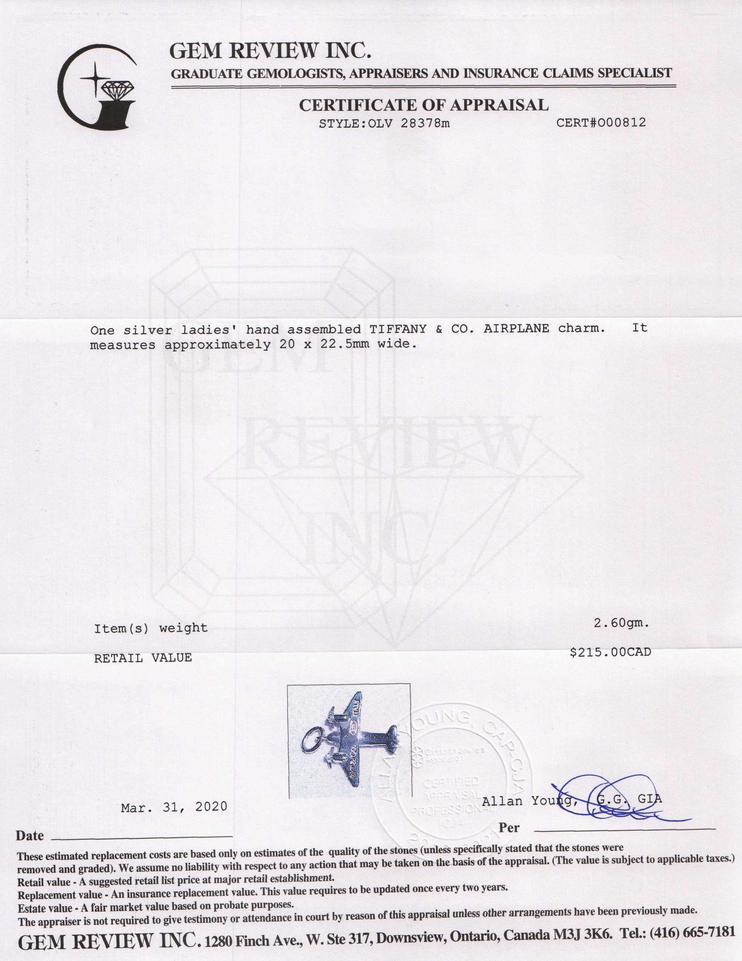 Tiffany & Co. Airplane Charm