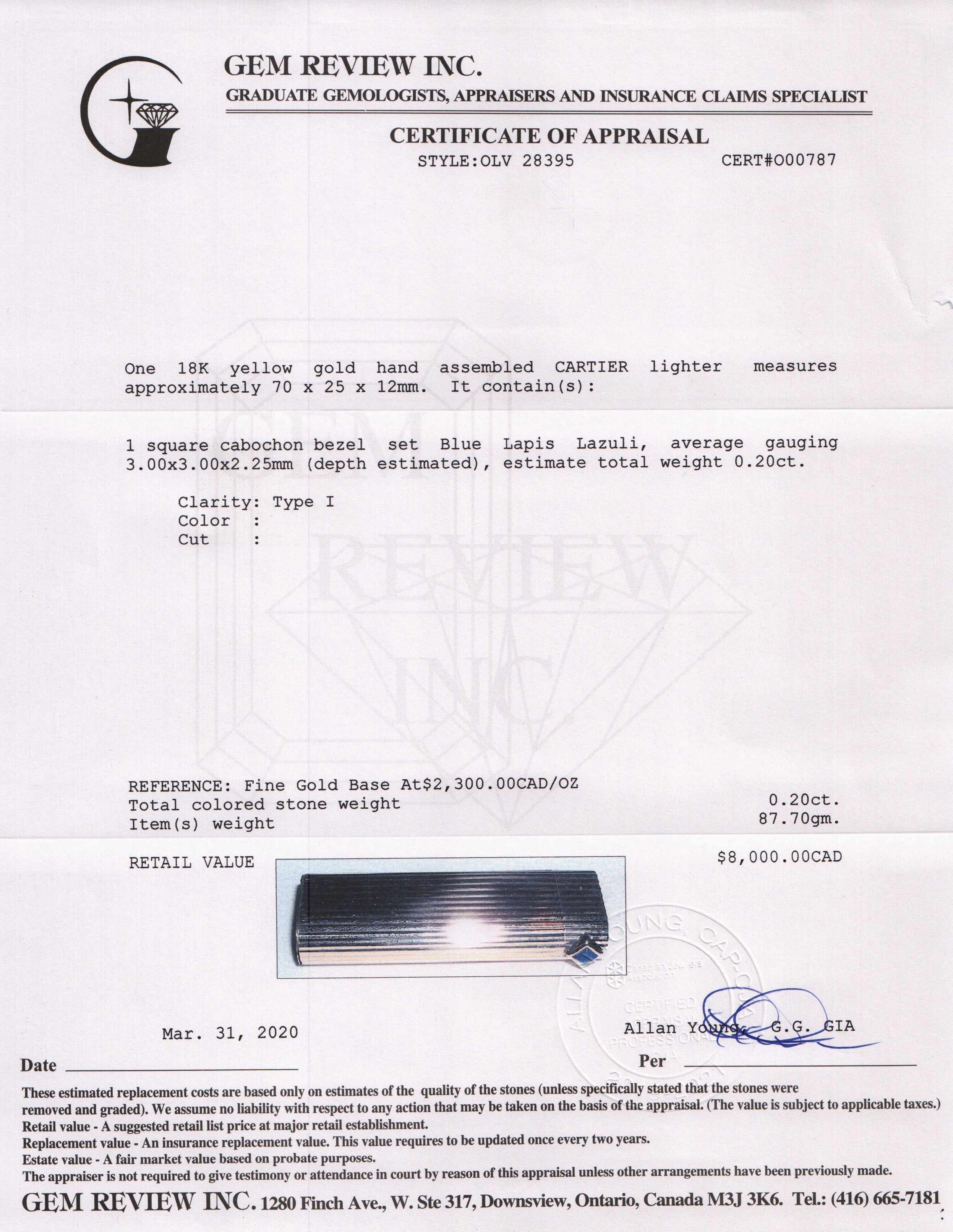 Cartier 18k Gold Vintage Lighter