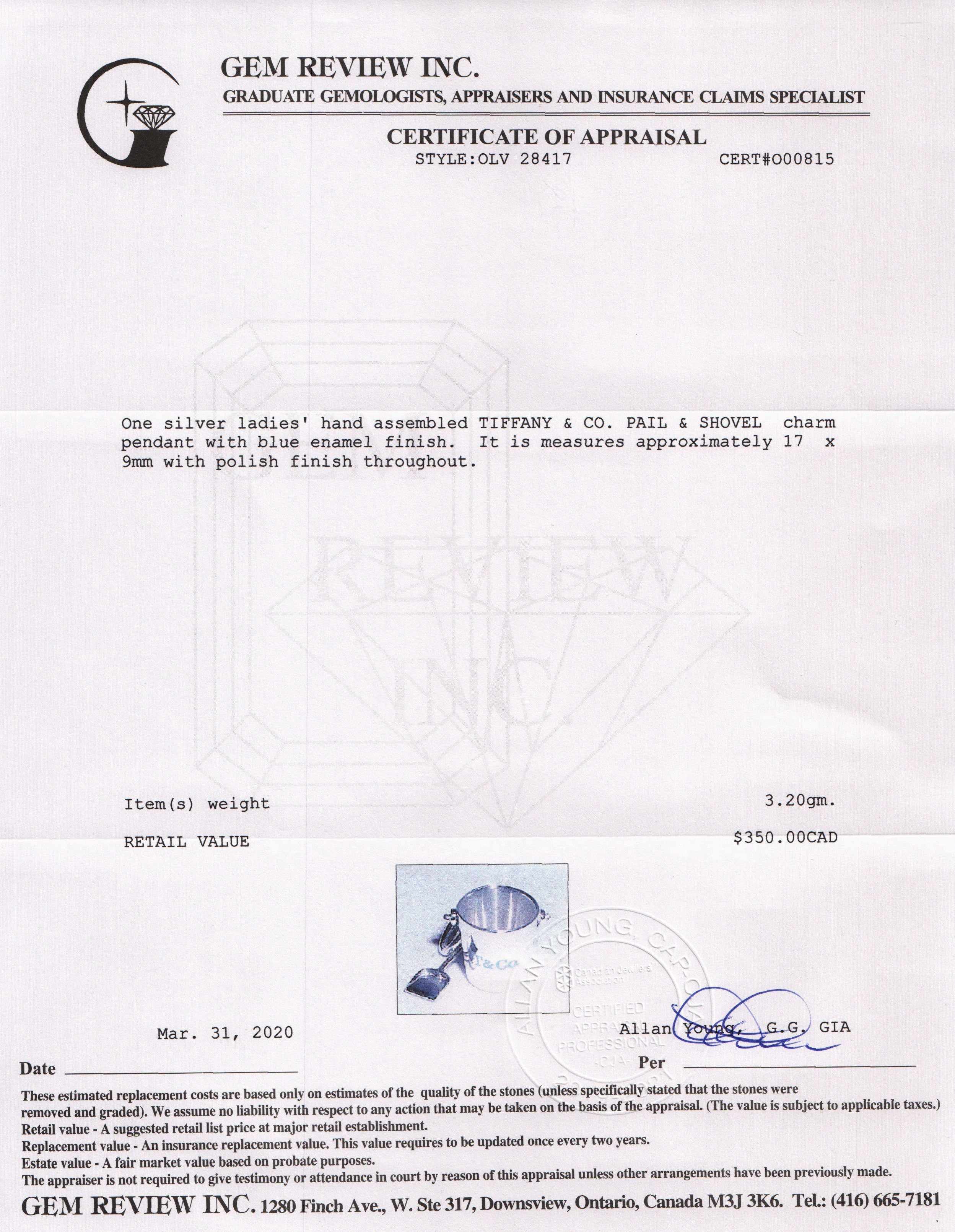 Tiffany & Co. Pail & Shovel Charm