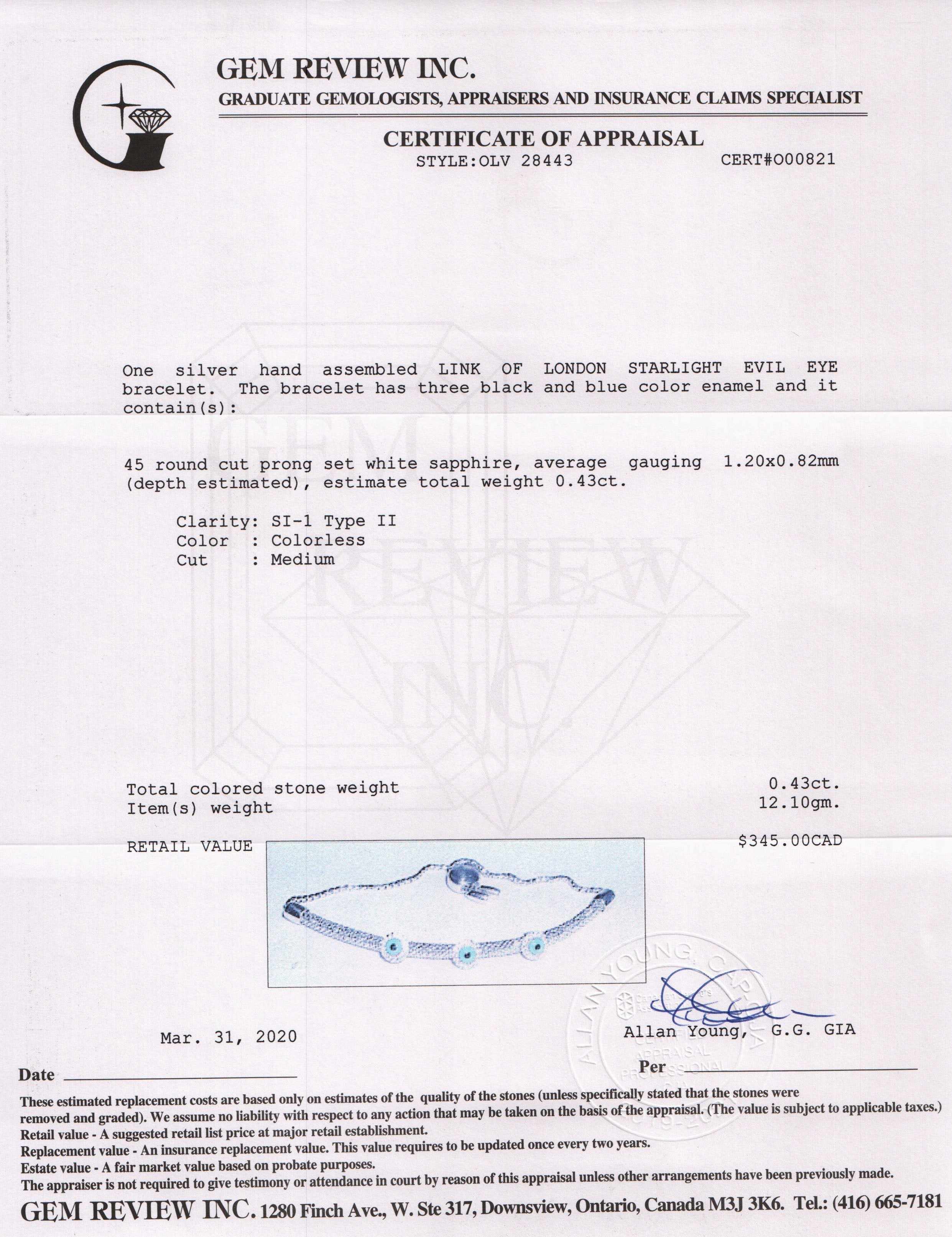 Links of London Sapphire Starlight Evil Eye Bracelet