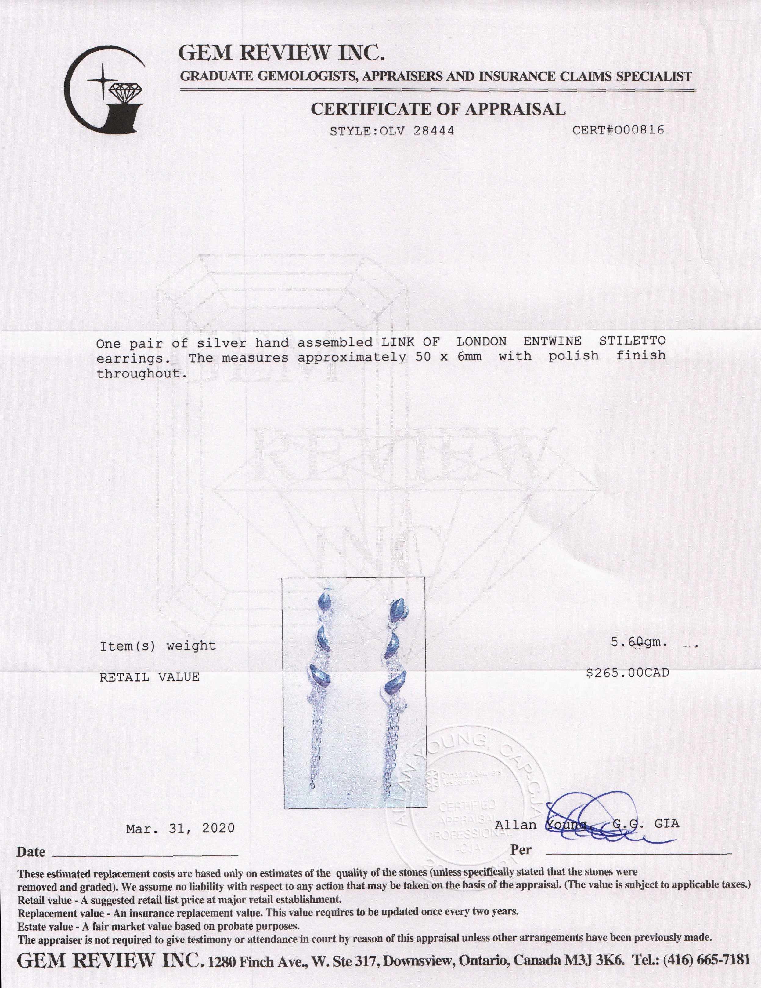 Links of London Entwine Stiletto Earrings