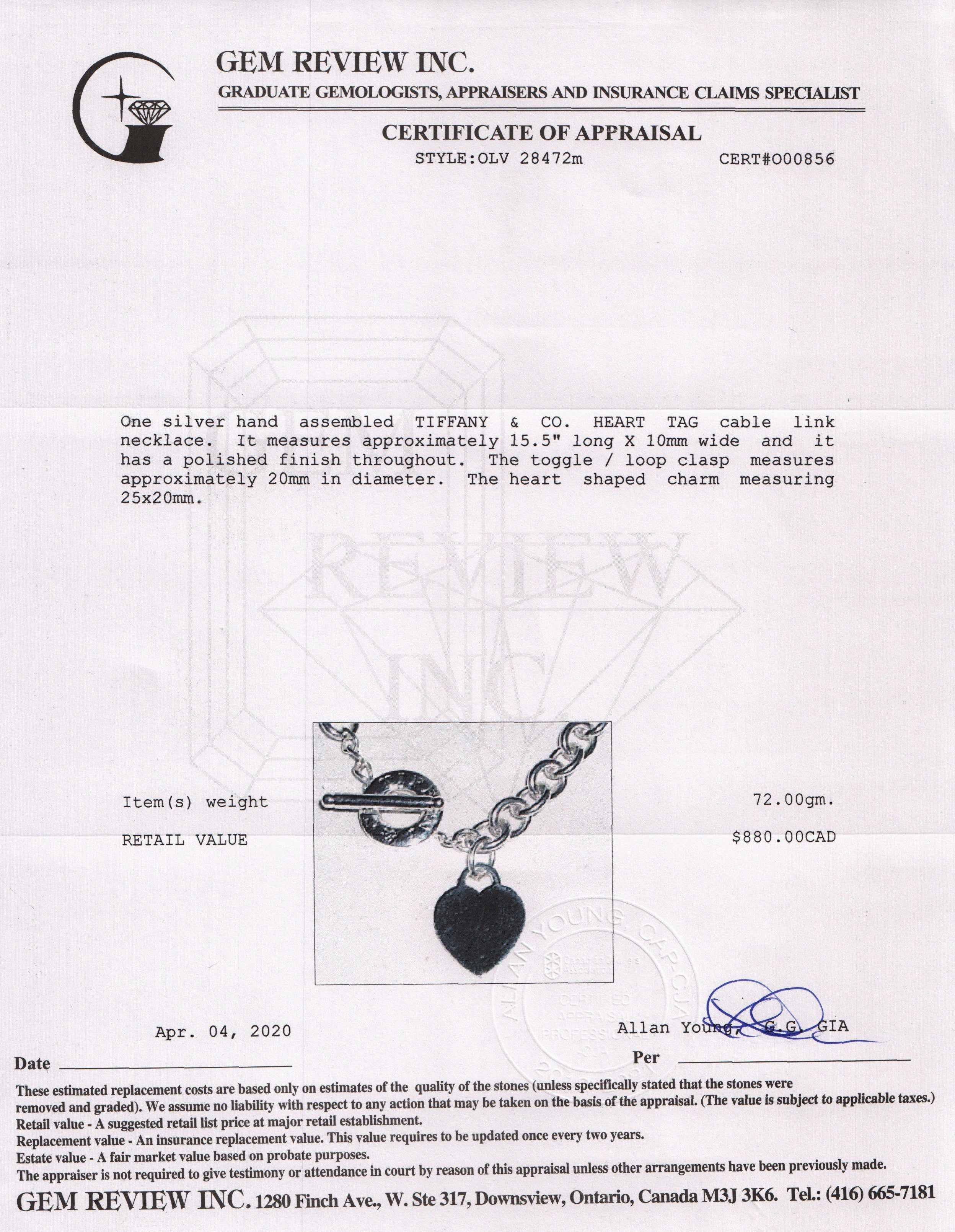 Tiffany & Co. Heart Tag Necklace with Toggle Clasp