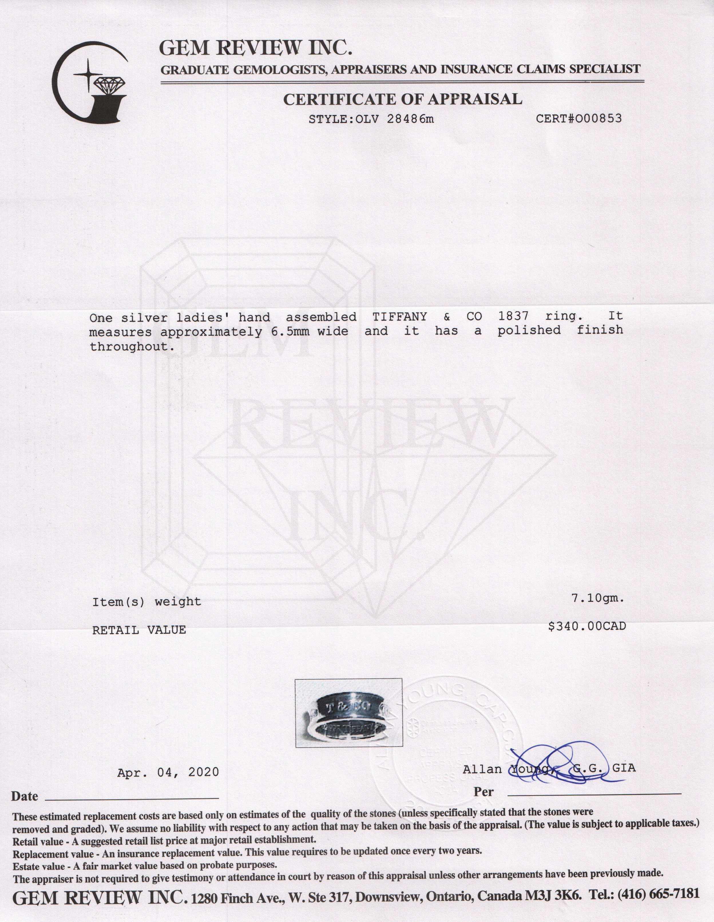 Tiffany & Co. 1837 Ring
