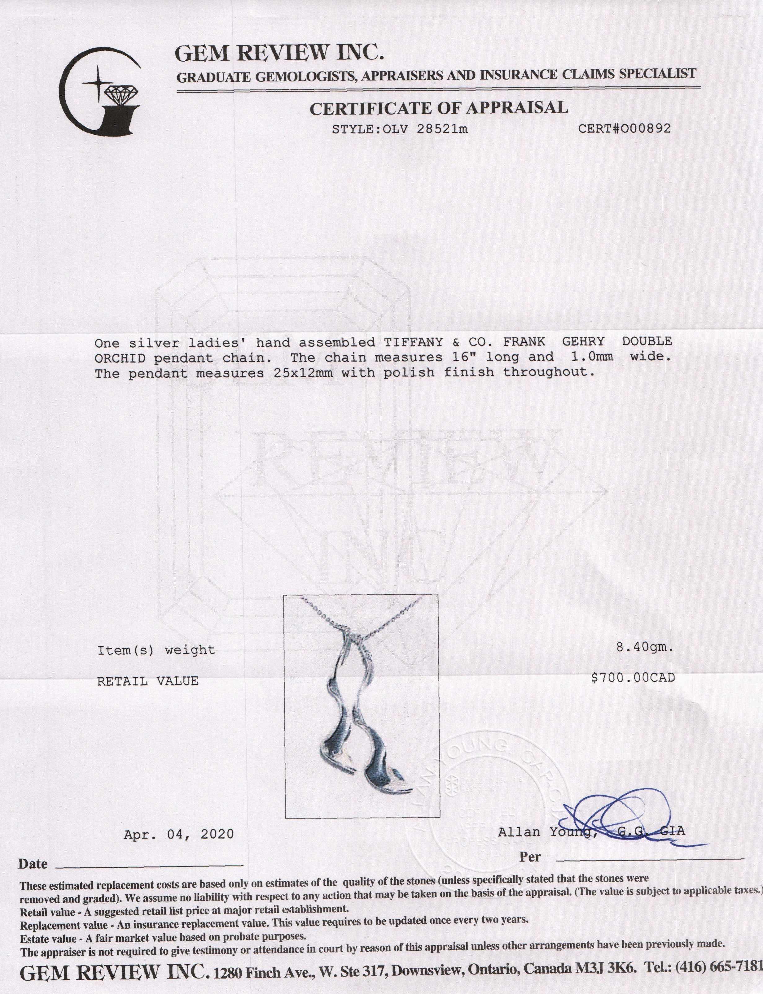 Tiffany & Co. Frank Gehry Double Orchid Pendant Necklace