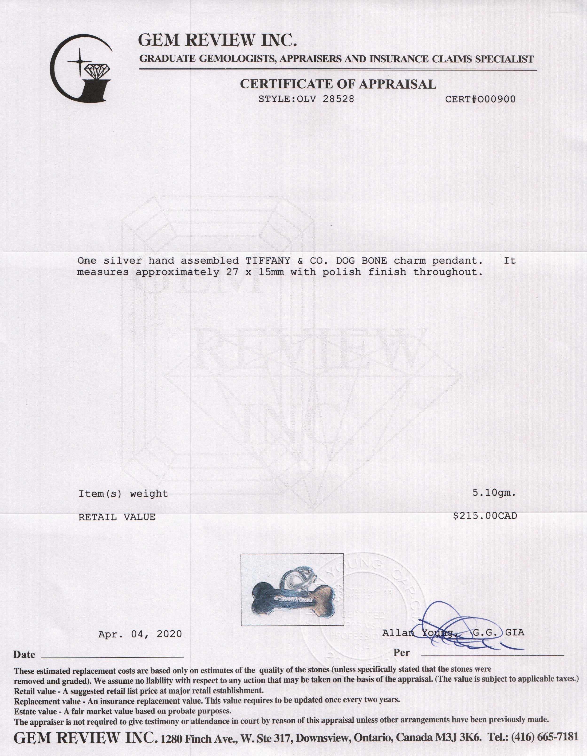 Tiffany & Co. Dog Bone Charm