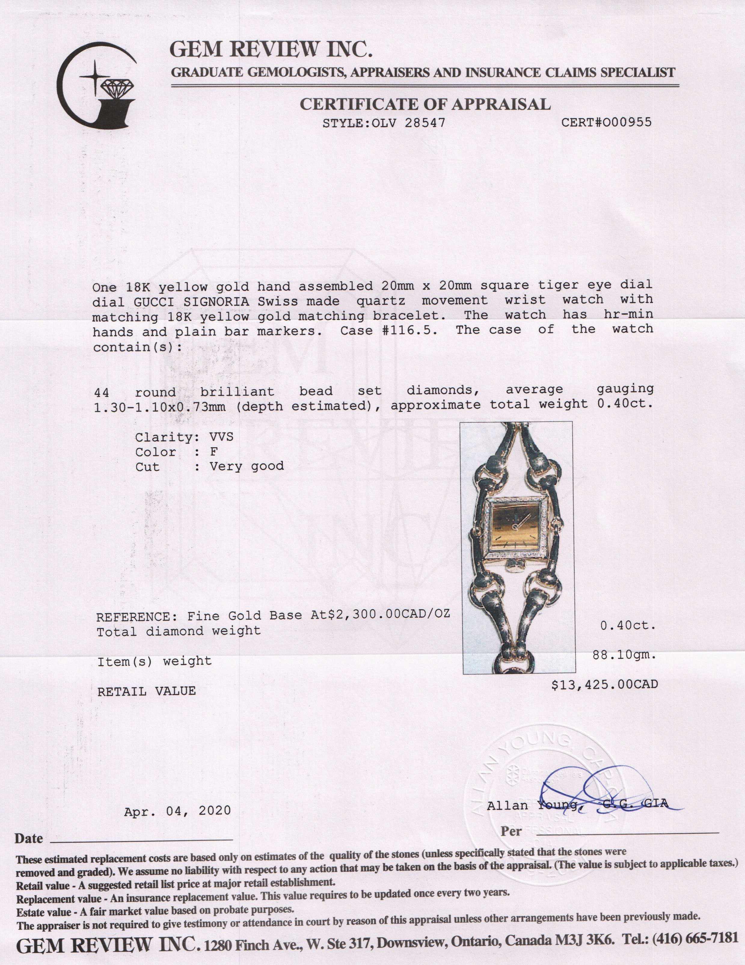 Gucci 18k Gold Signoria Watch